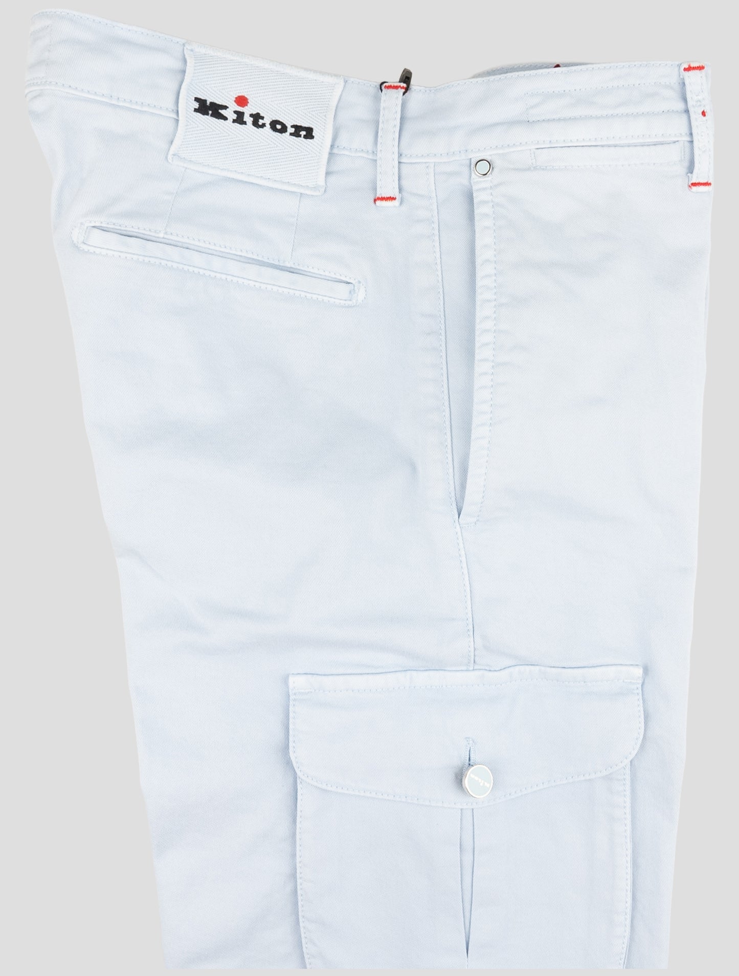 Kiton Light Blue Cotton Ea Cargo Pants