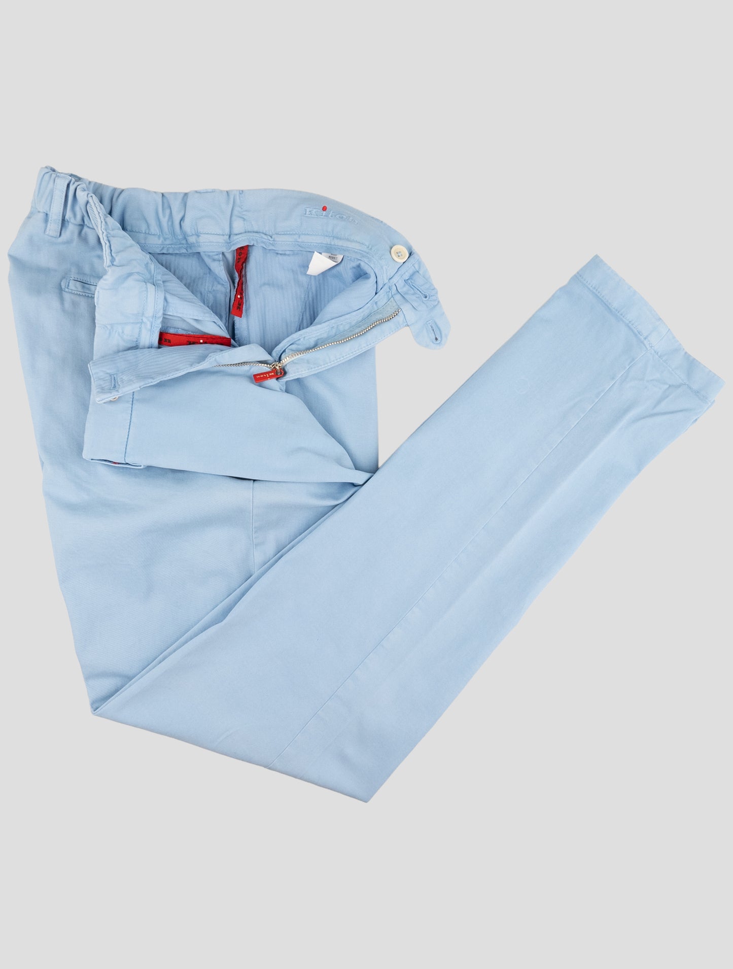 Kiton Light Blue Cotton Cashmere Ea Pants