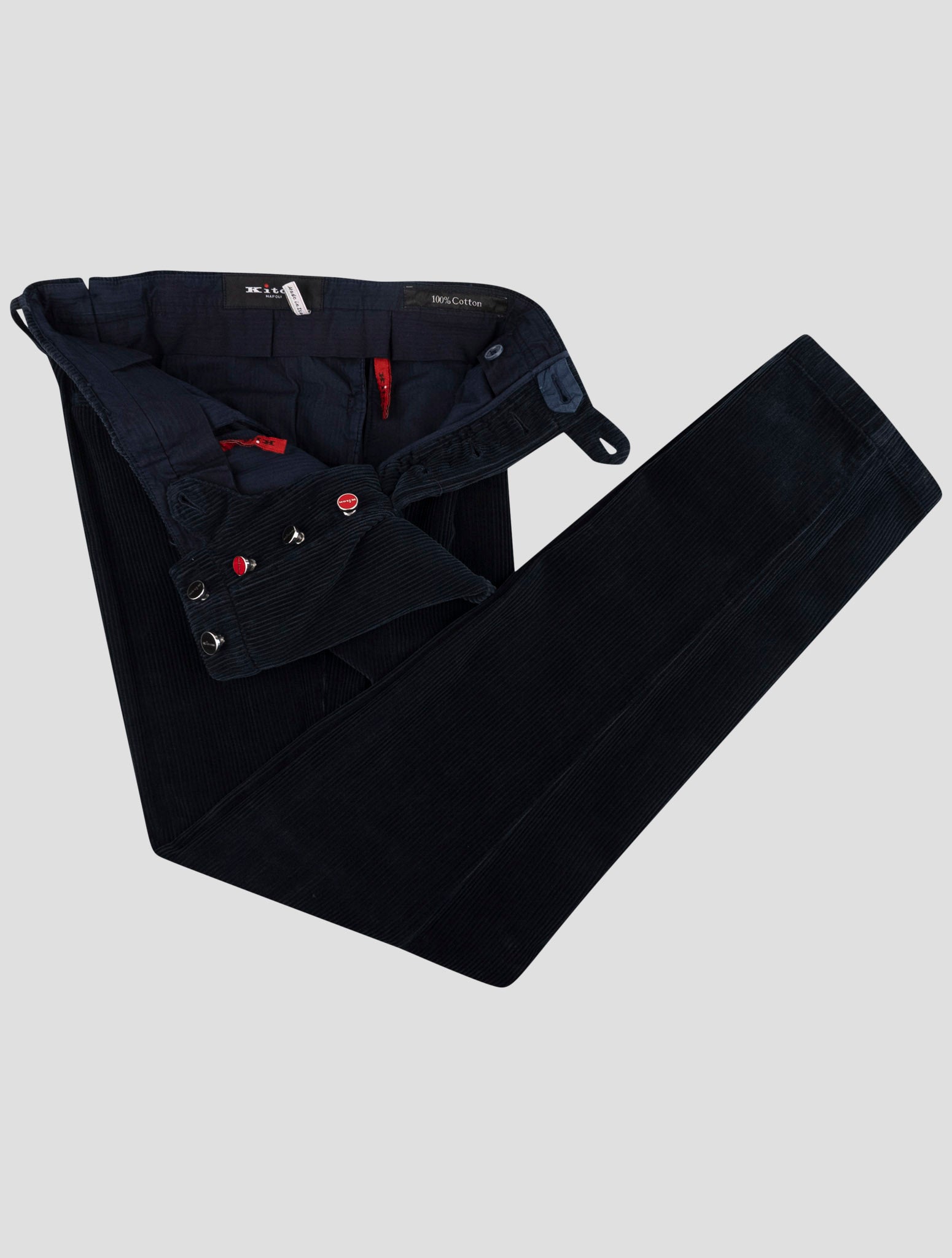 Kiton Cotton Blue Velvet Pants