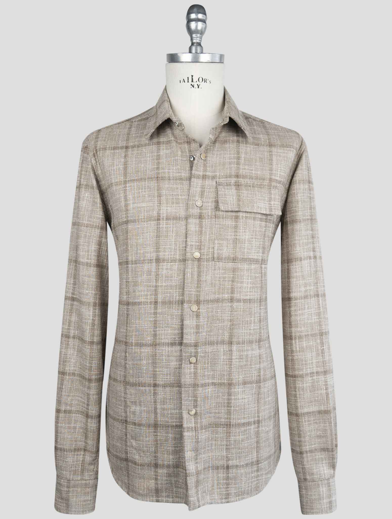 Kiton Blue Virgin Wool Silk Cotton Pa Shirt BUBA