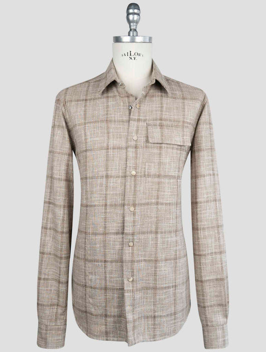 Kiton Blue Virgin Wool Silk Cotton Pa Shirt BUBA