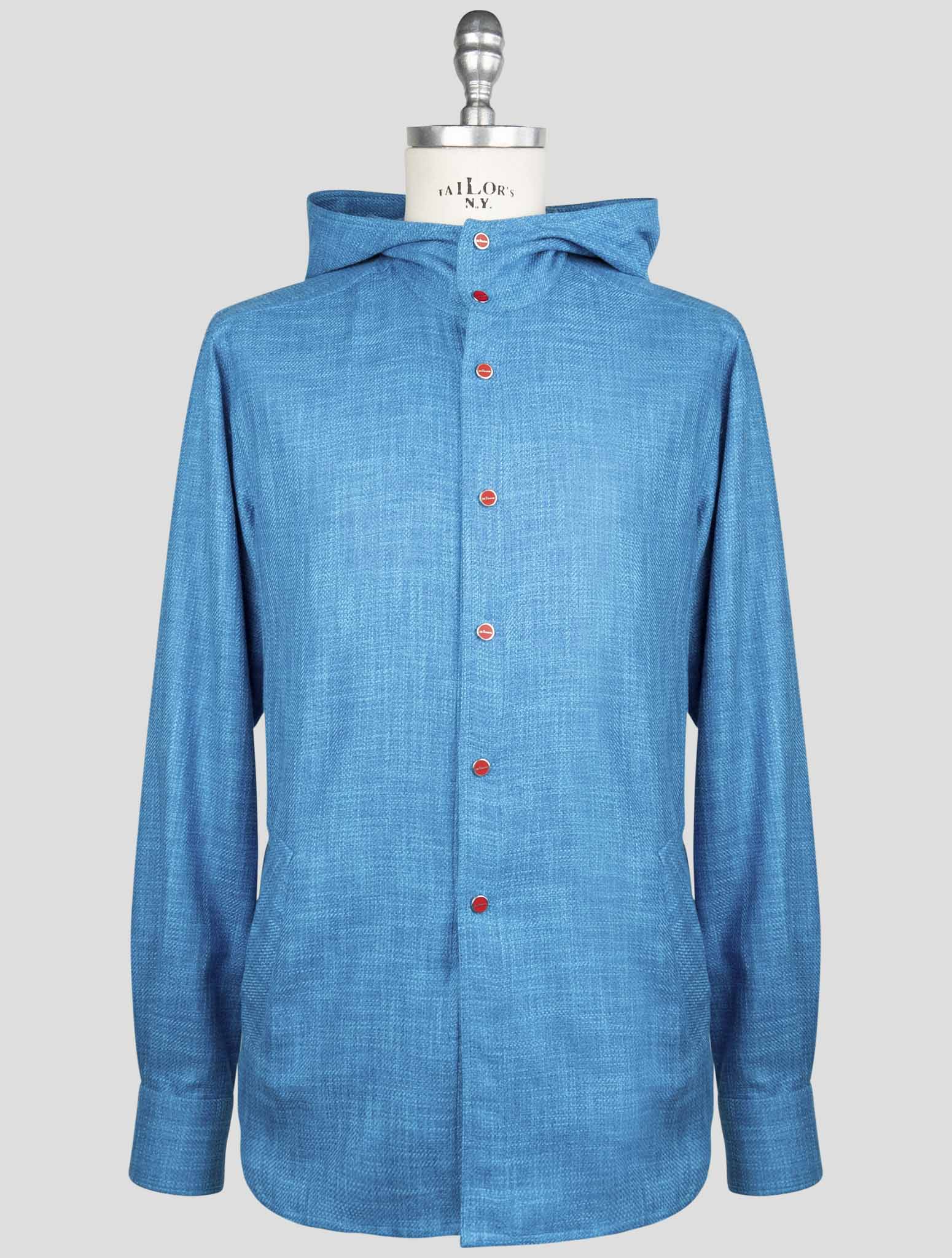 Kiton Blue Silk Cotton Cashmere Shirt Mariano