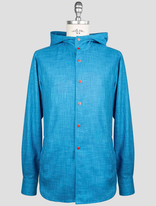 Kiton Blue Silk Cotton Cashmere Shirt Mariano