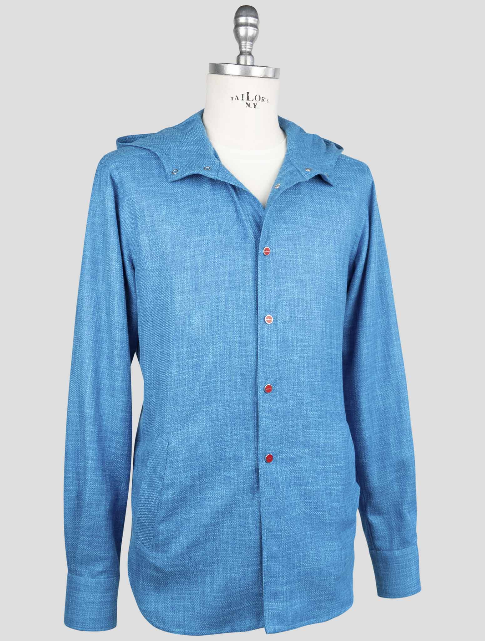 Kiton Blue Silk Cotton Cashmere Shirt Mariano