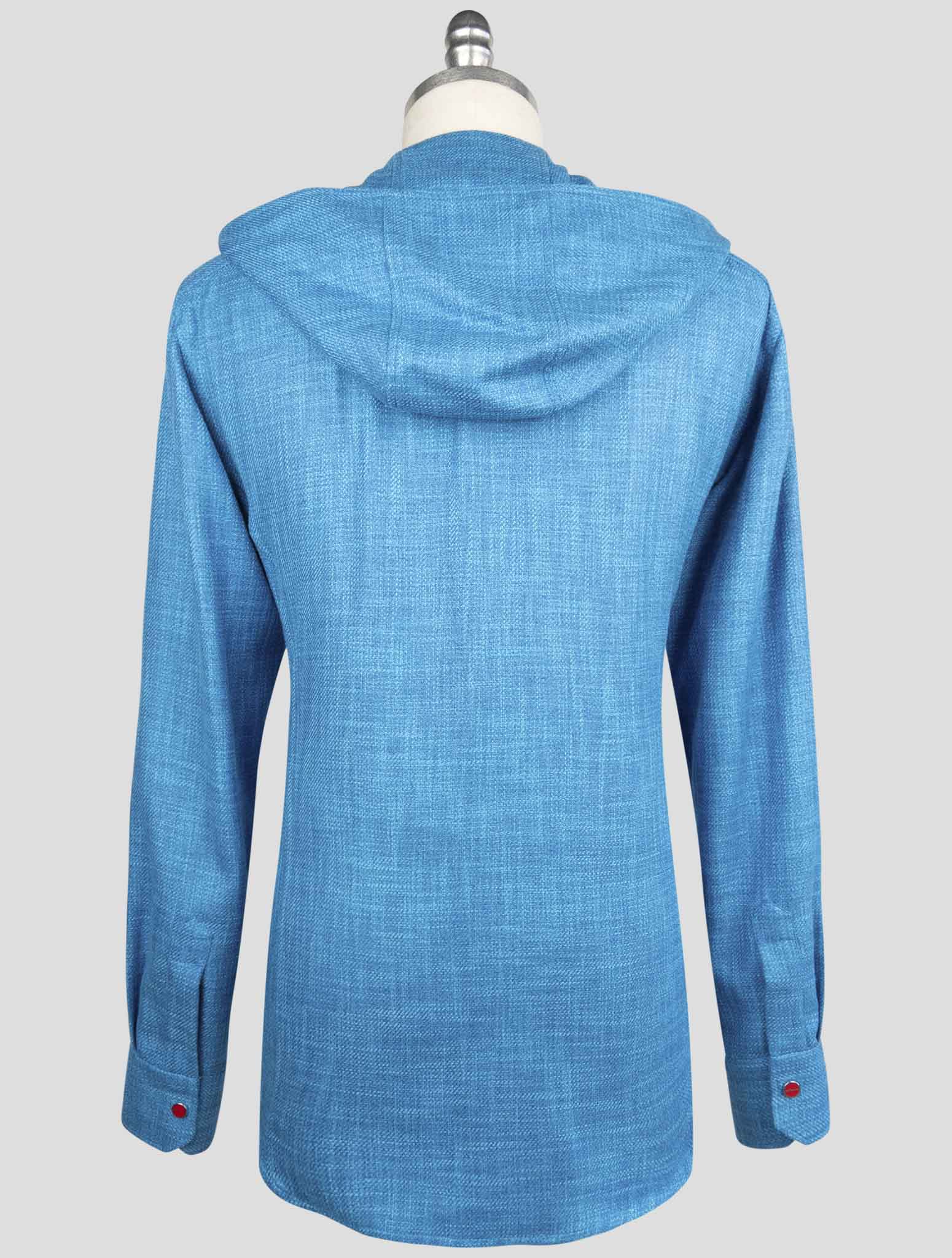 Kiton Blue Silk Cotton Cashmere Shirt Mariano