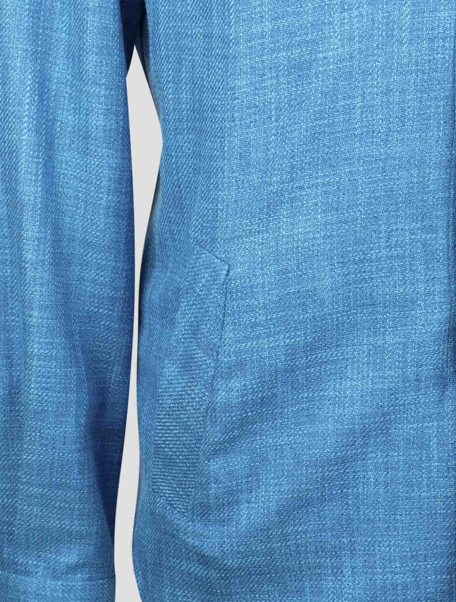 Kiton Blue Silk Cotton Cashmere Shirt Mariano