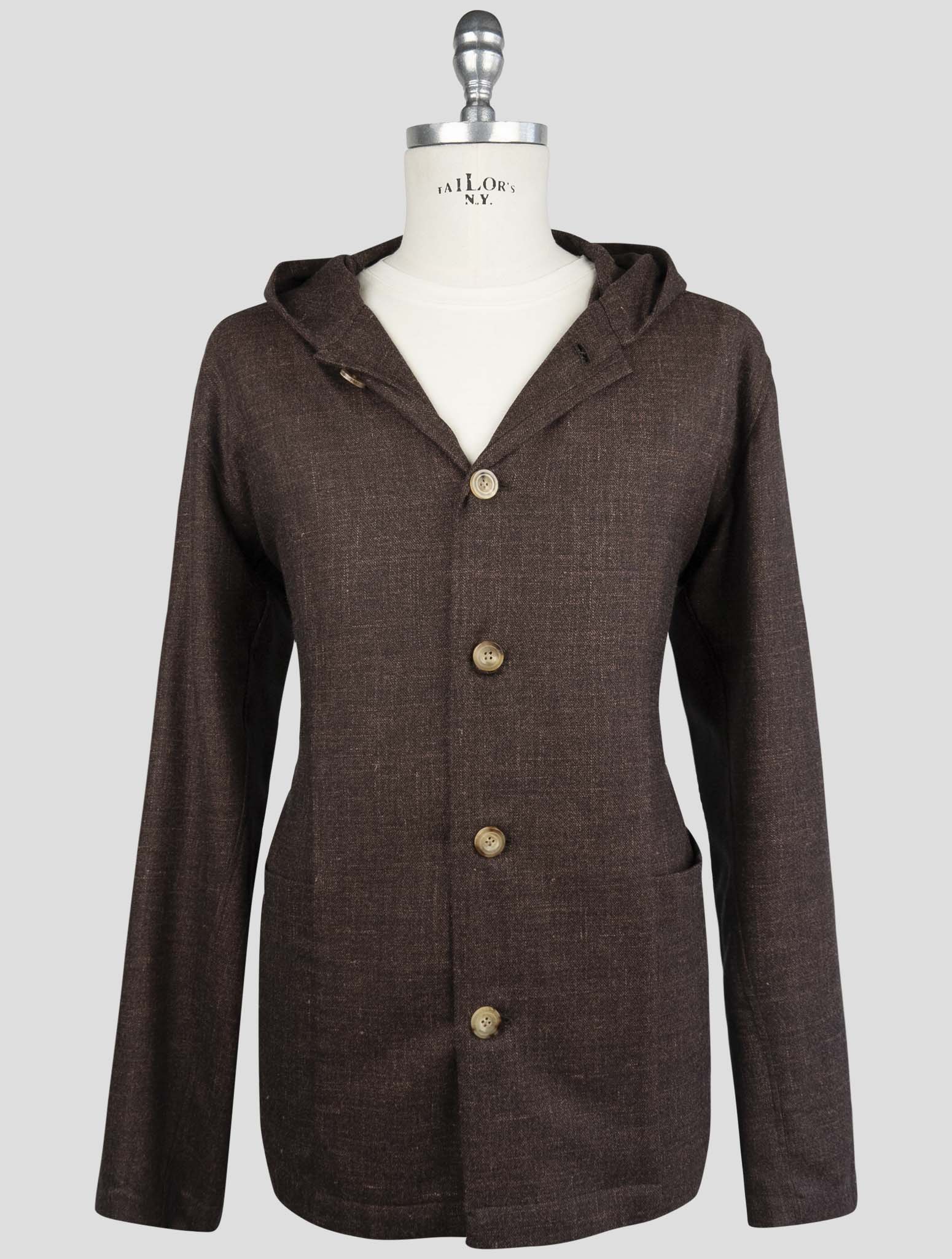 Kiton Brown Virgin Wool Silk Linen Shirt Luca
