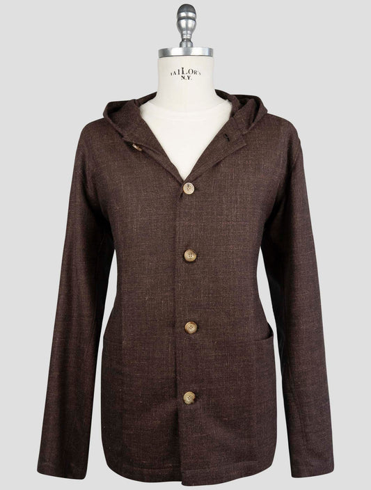 Kiton Brown Virgin Wool Silk Linen Shirt Luca