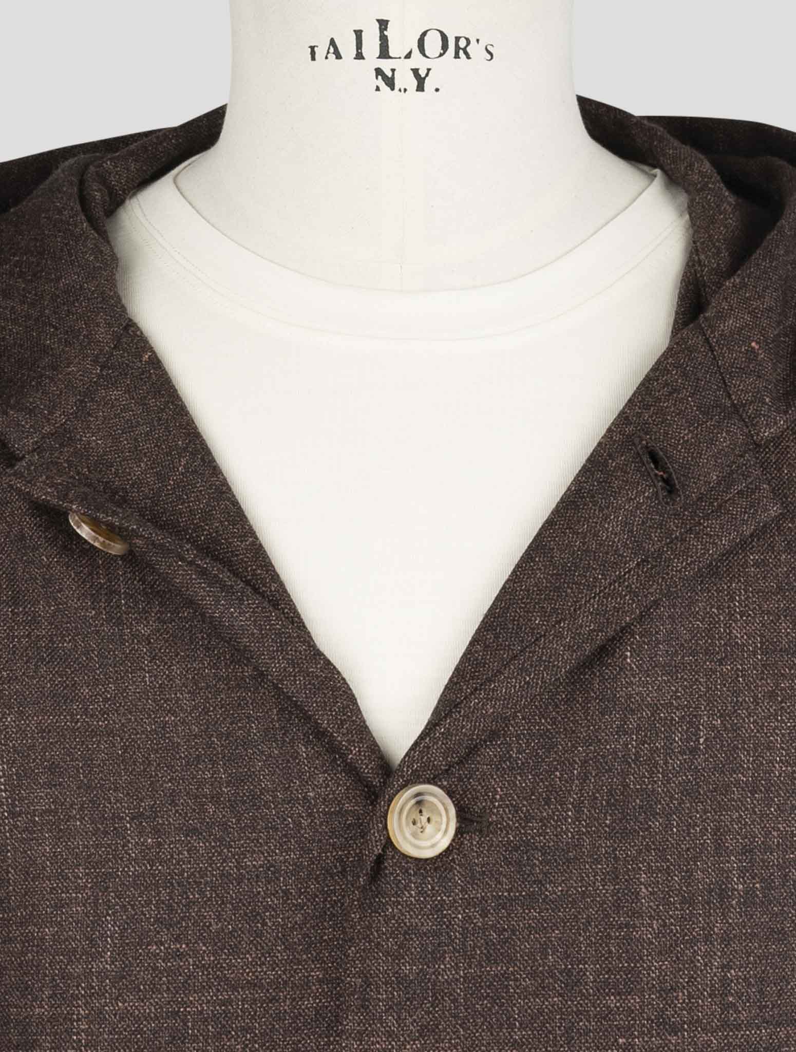 Kiton Brown Virgin Wool Silk Linen Shirt Luca