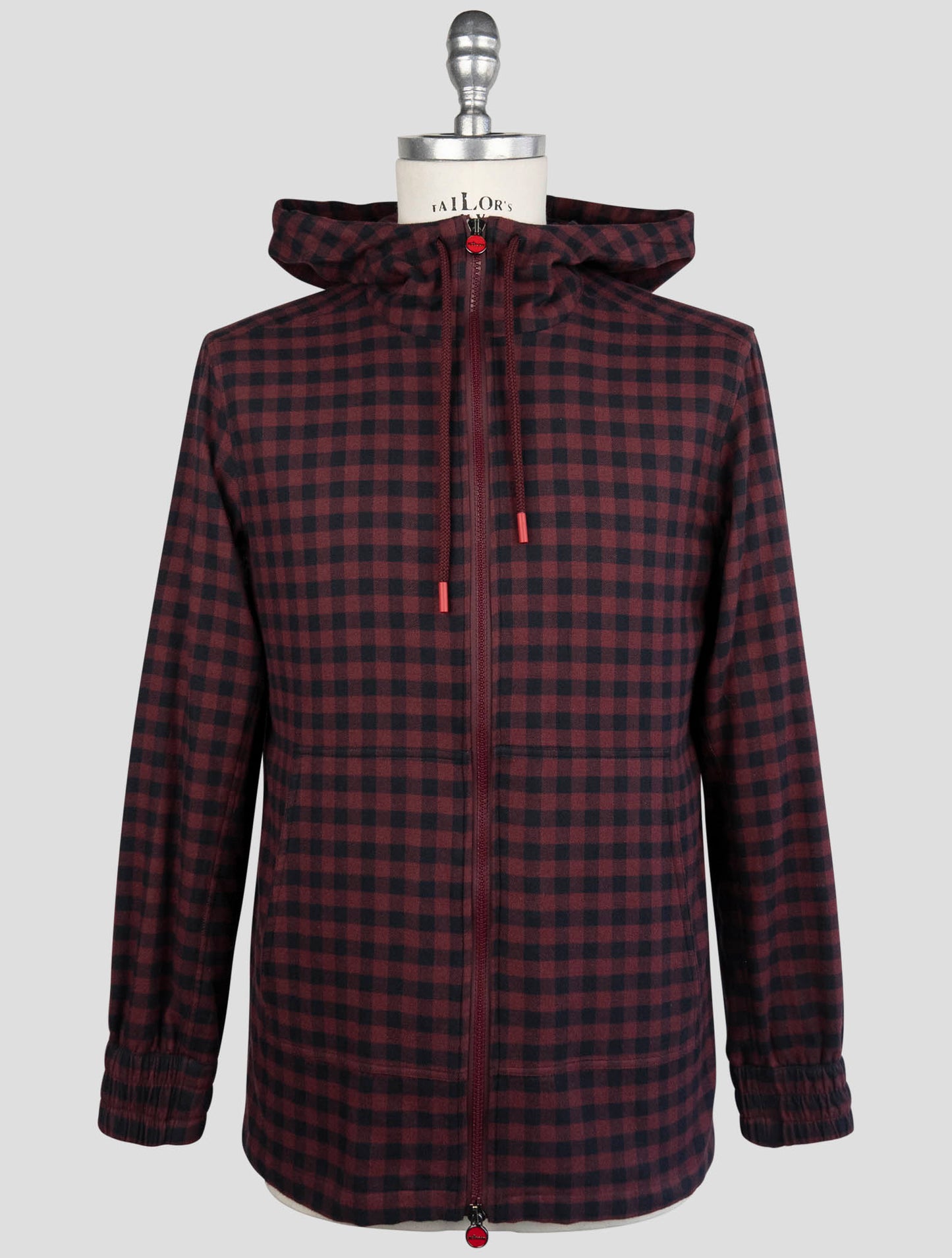 Kiton Burgundy Blue Cotton Shirt Umbi