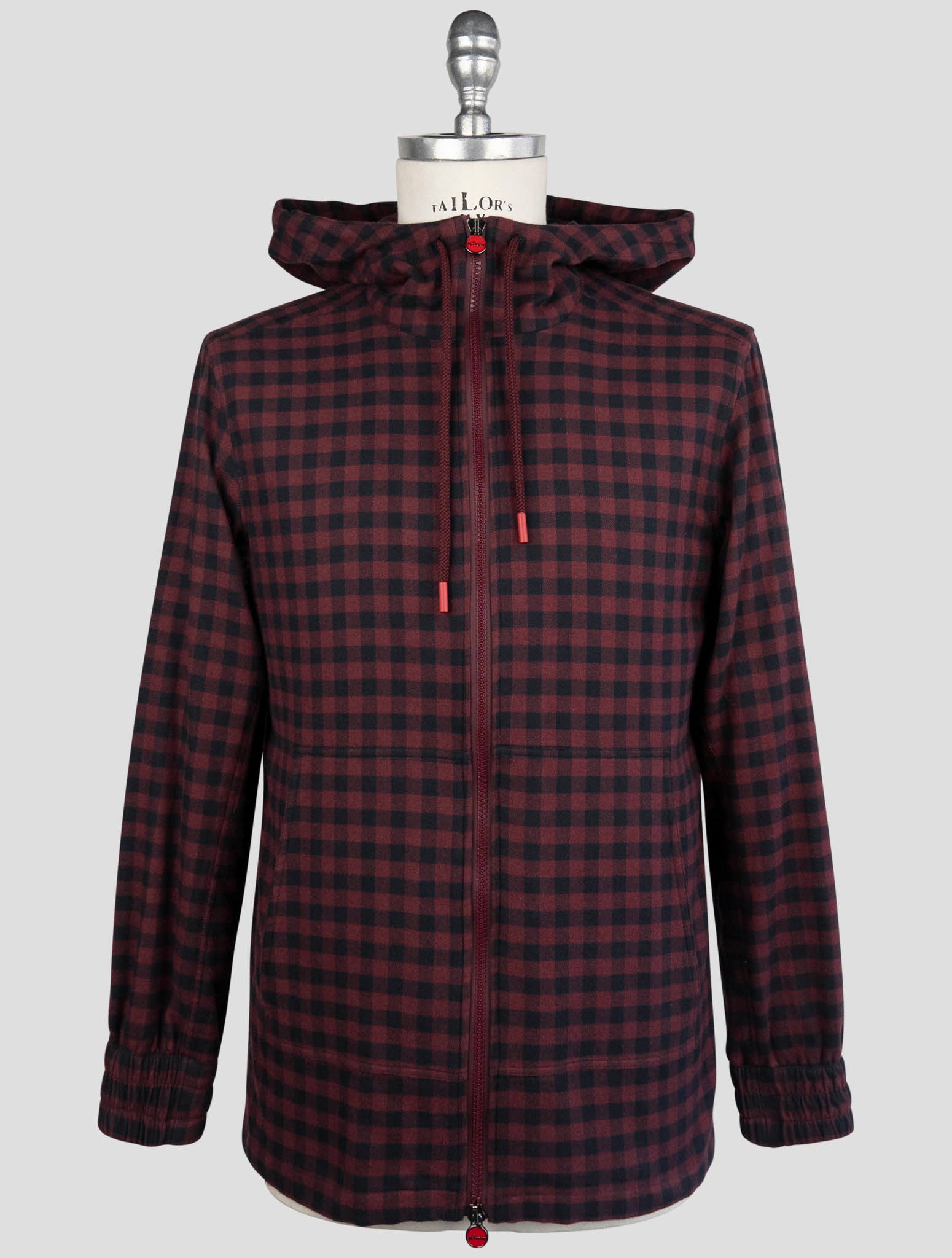 Kiton Burgundy Blue Cotton Shirt Umbi