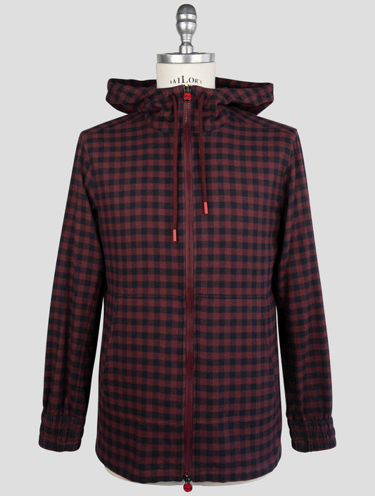 Kiton Burgundy Blue Cotton Shirt Umbi
