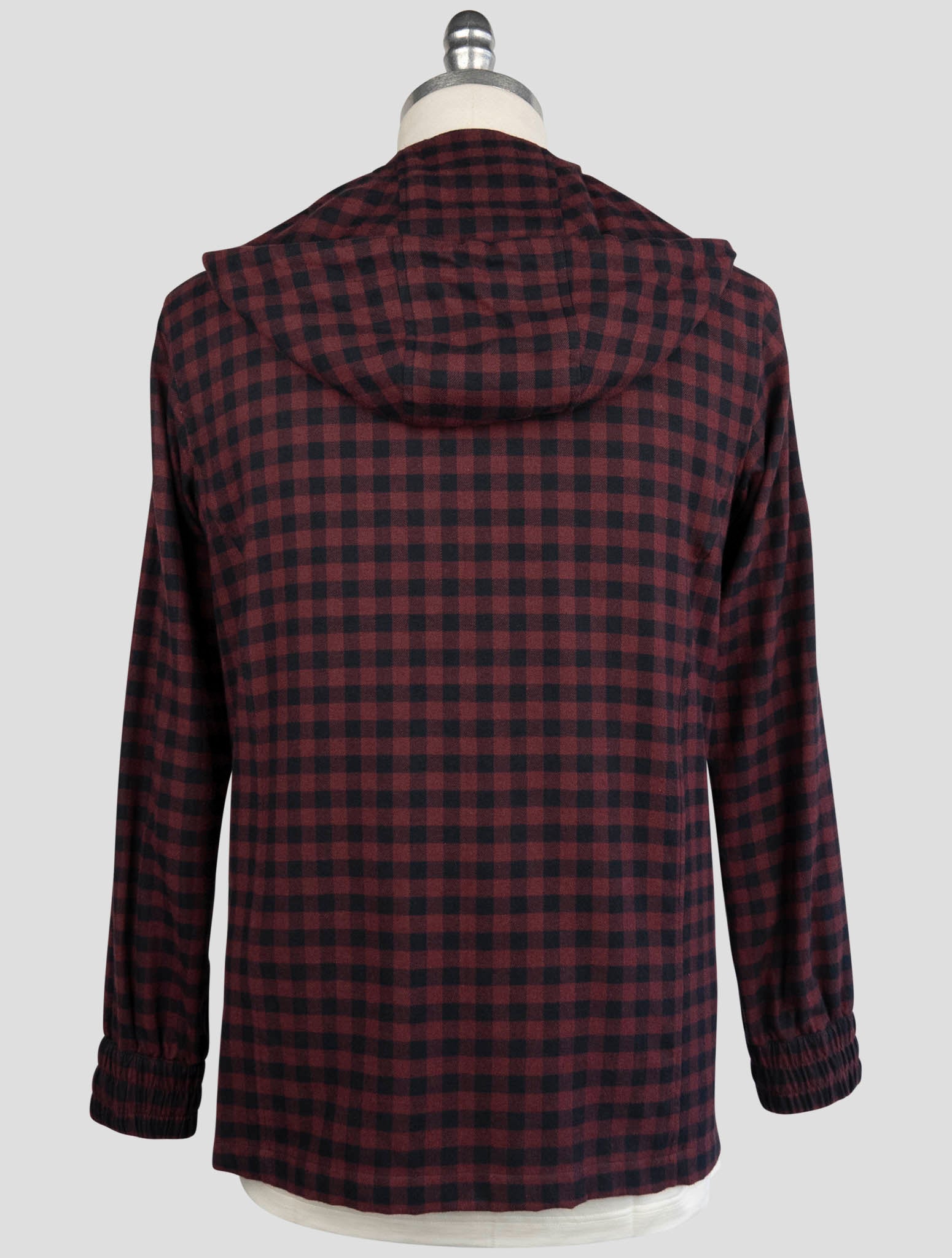Kiton Burgundy Blue Cotton Shirt Umbi