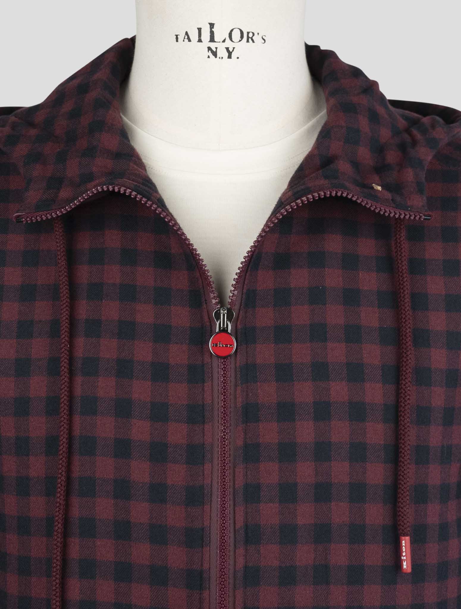 Kiton Burgundy Blue Cotton Shirt Umbi