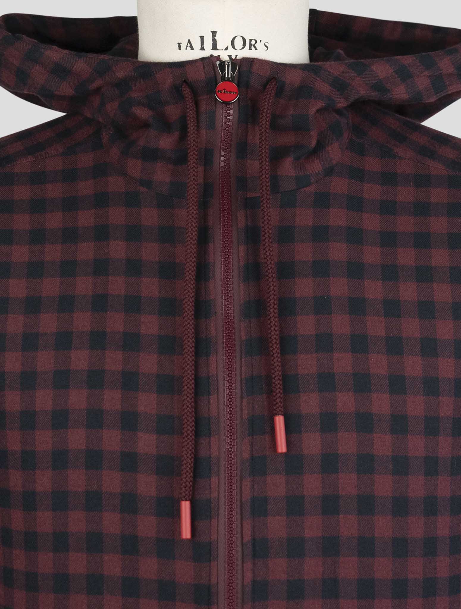 Kiton Burgundy Blue Cotton Shirt Umbi