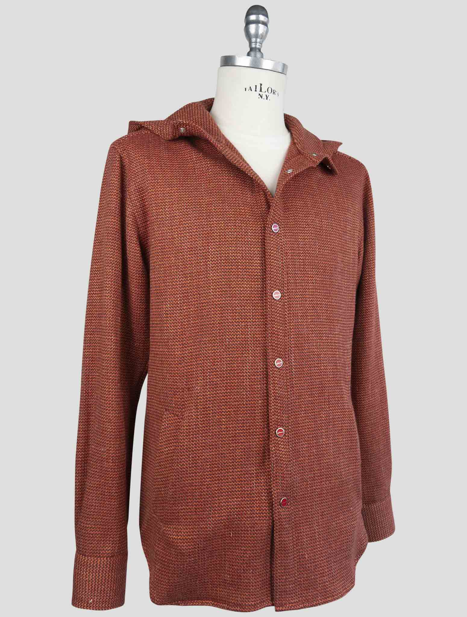 Kiton Orange Cashmere Virgin wool Silk Linen Shirt Mariano