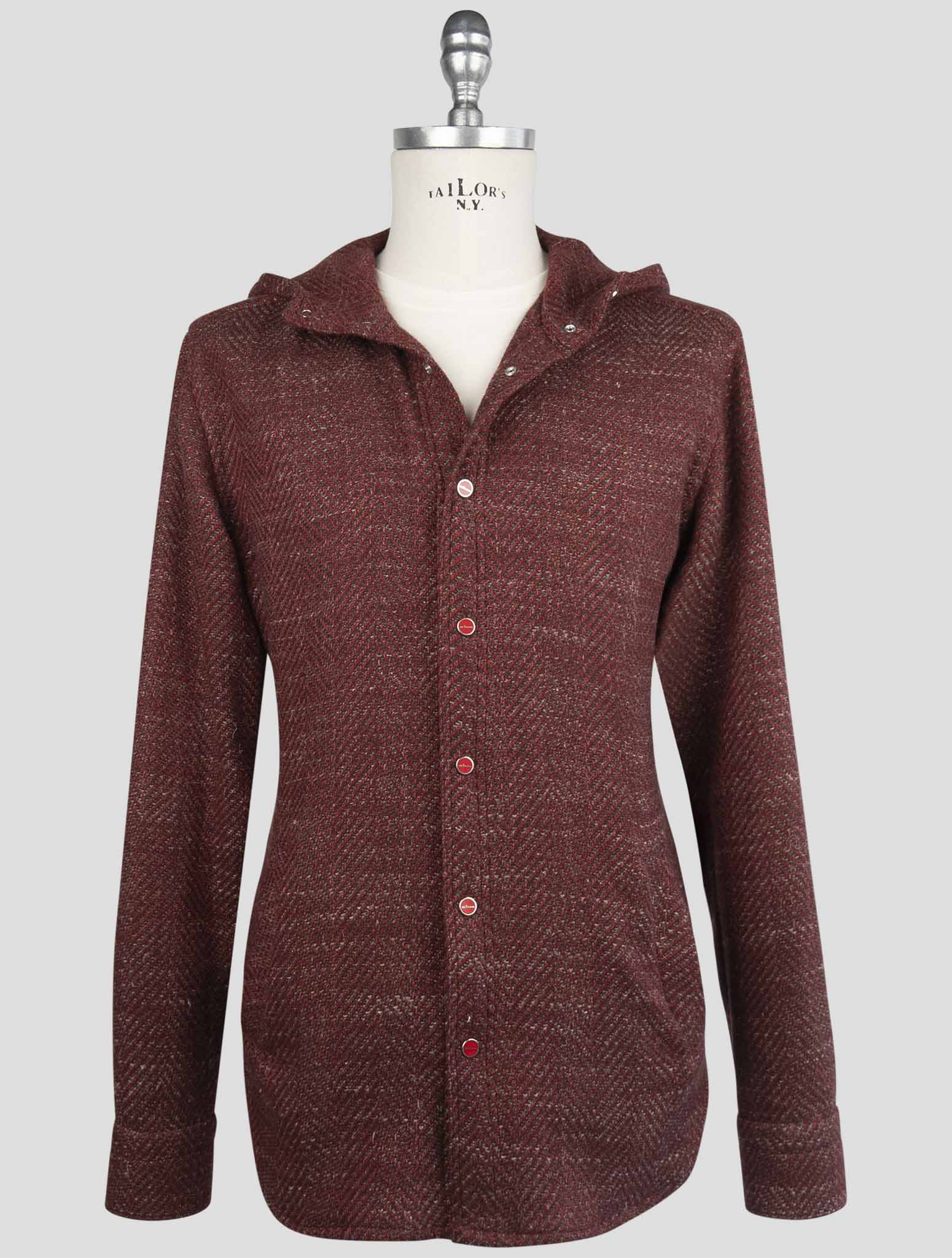 Kiton Burgundy Cashmere Virgin wool Silk Linen Shirt Mariano
