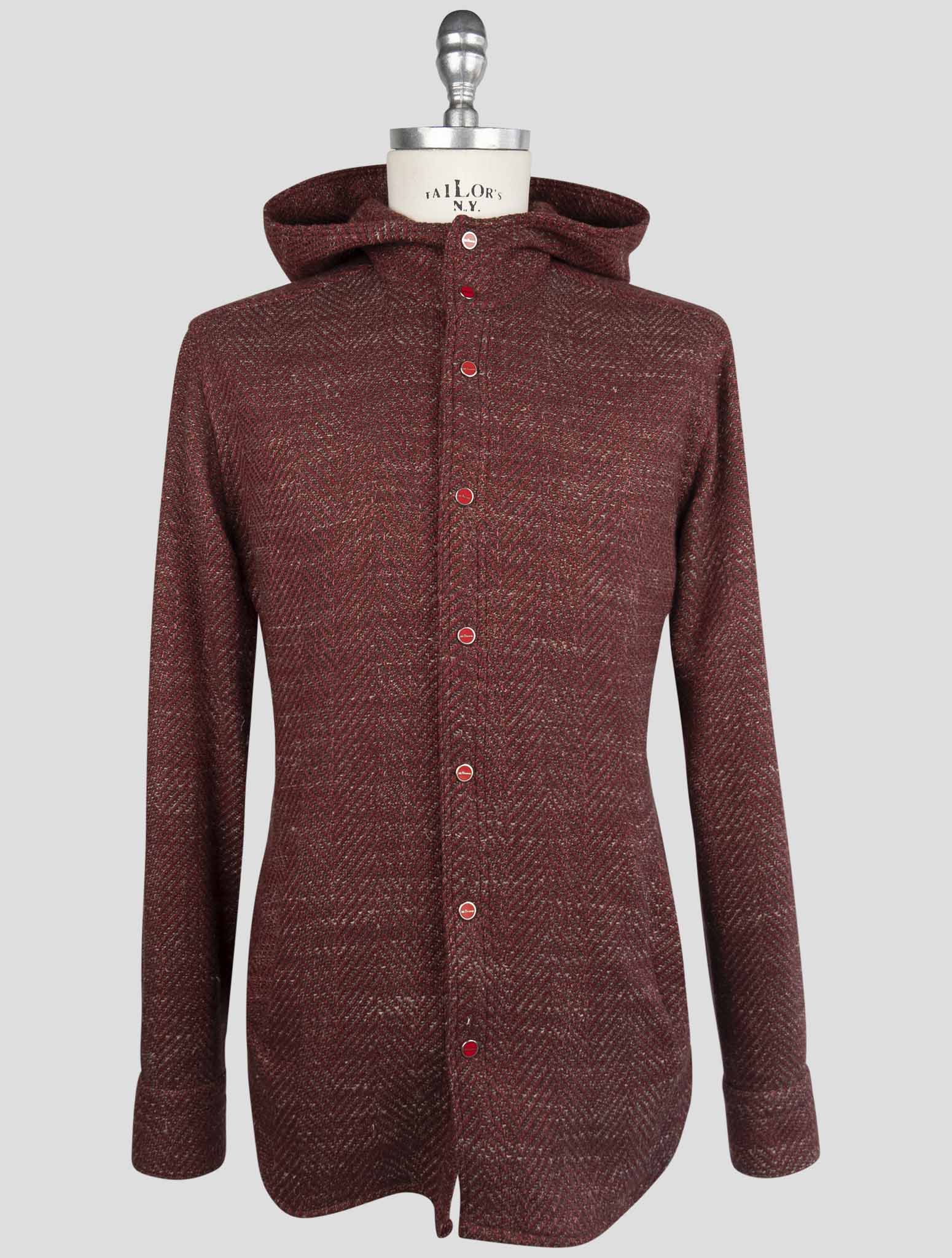 Kiton Burgundy Cashmere Virgin wool Silk Linen Shirt Mariano