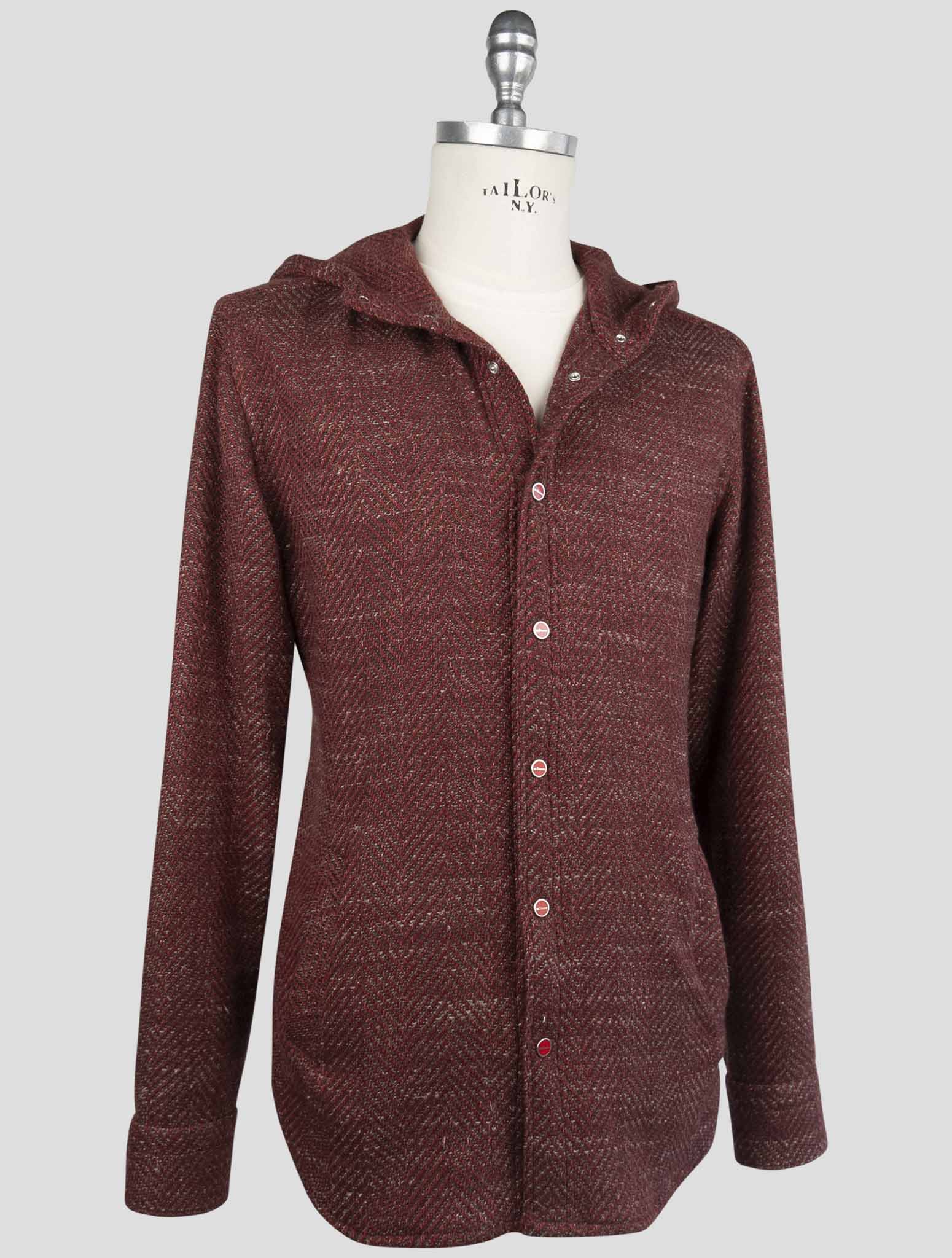 Kiton Burgundy Cashmere Virgin wool Silk Linen Shirt Mariano