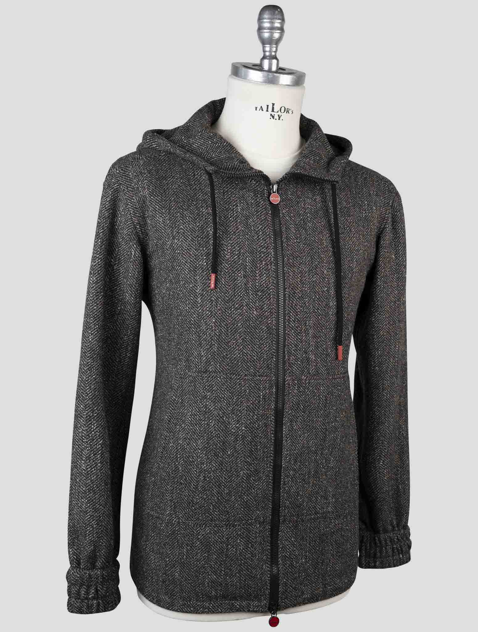 Kiton Brown Virgin Wool Pa Silk Linen
