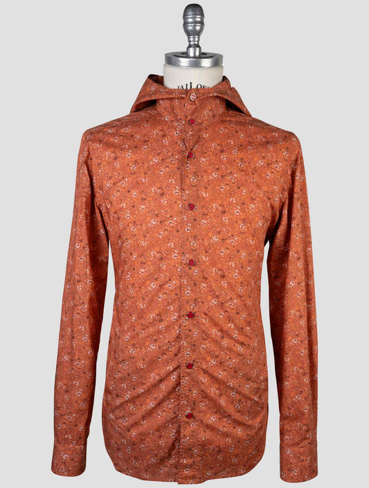 Kiton Orange Cotton Shirt Mariano