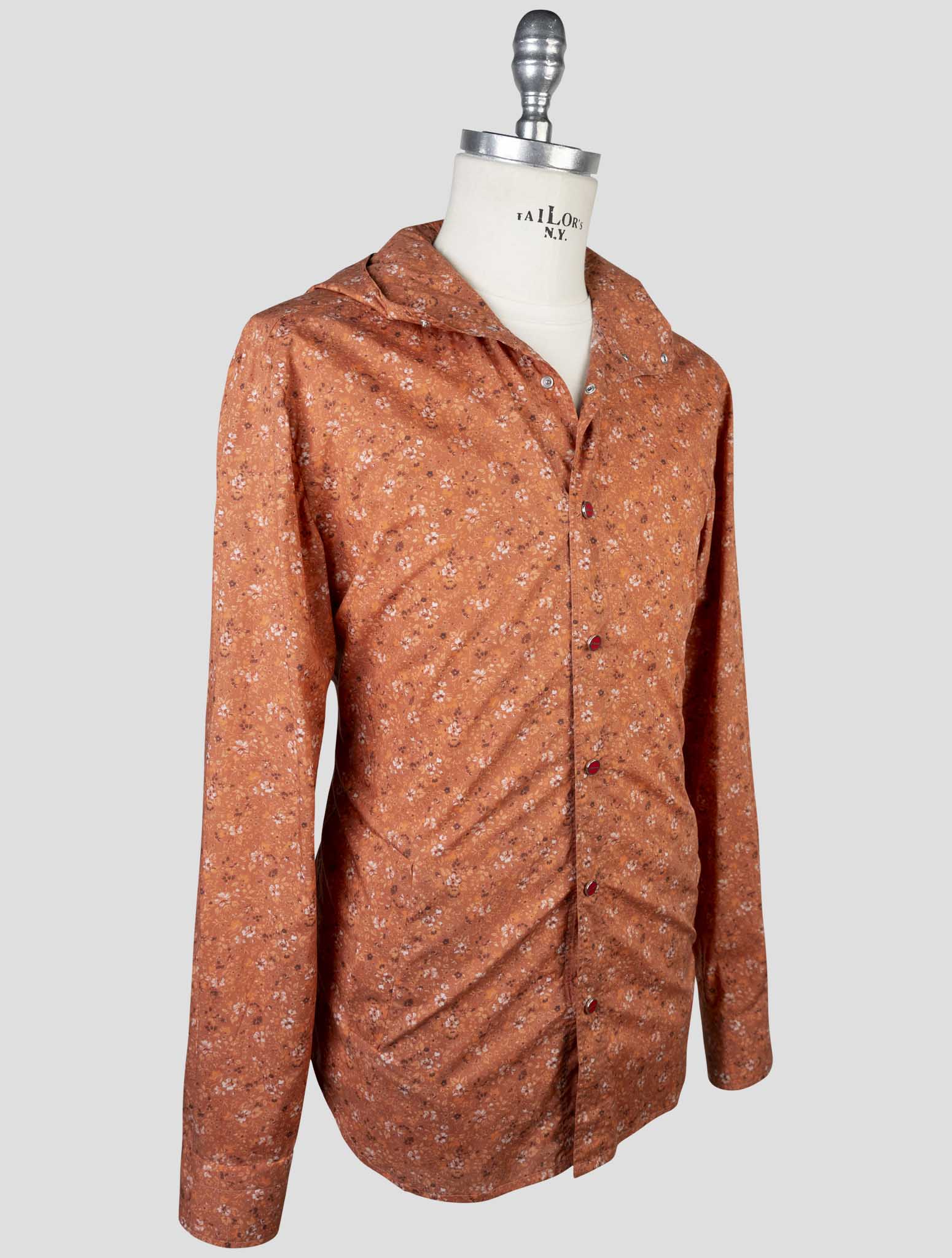 Kiton Orange Cotton Shirt Mariano