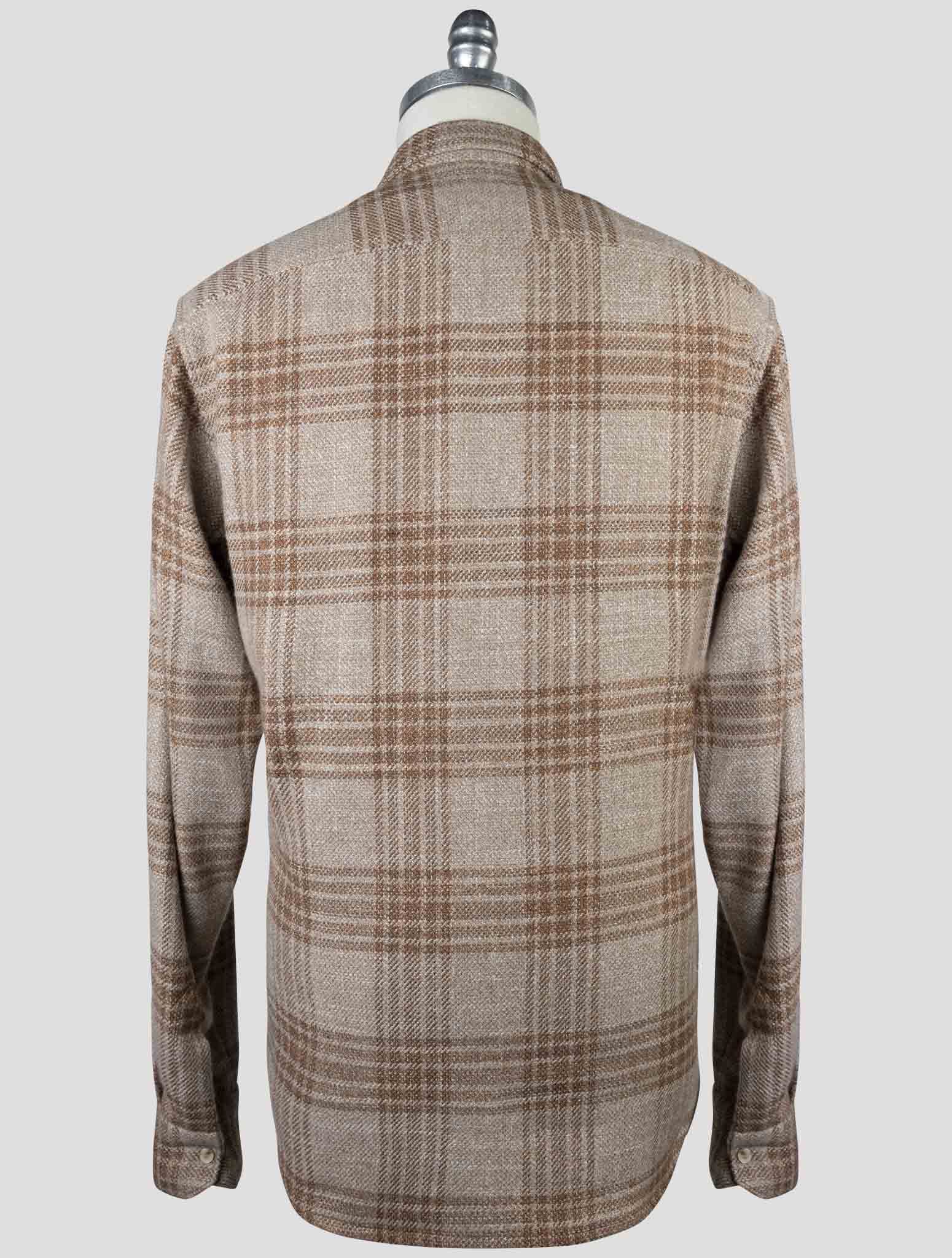 Kiton Brown Cashmere Virgin Wool Silk Linen Shirt Buba