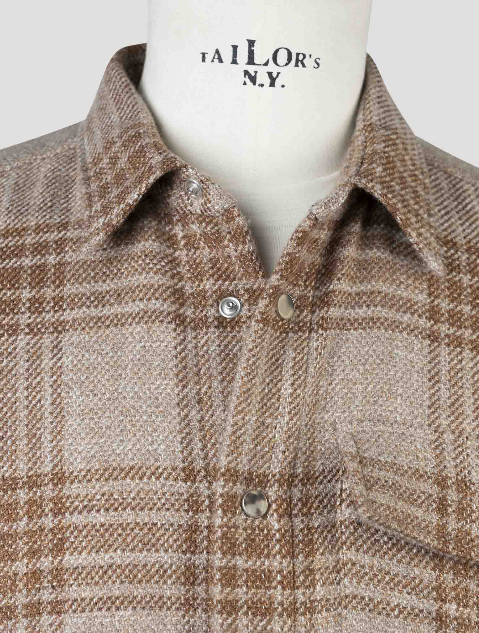 Kiton Brown Cashmere Virgin Wool Silk Linen Shirt Buba