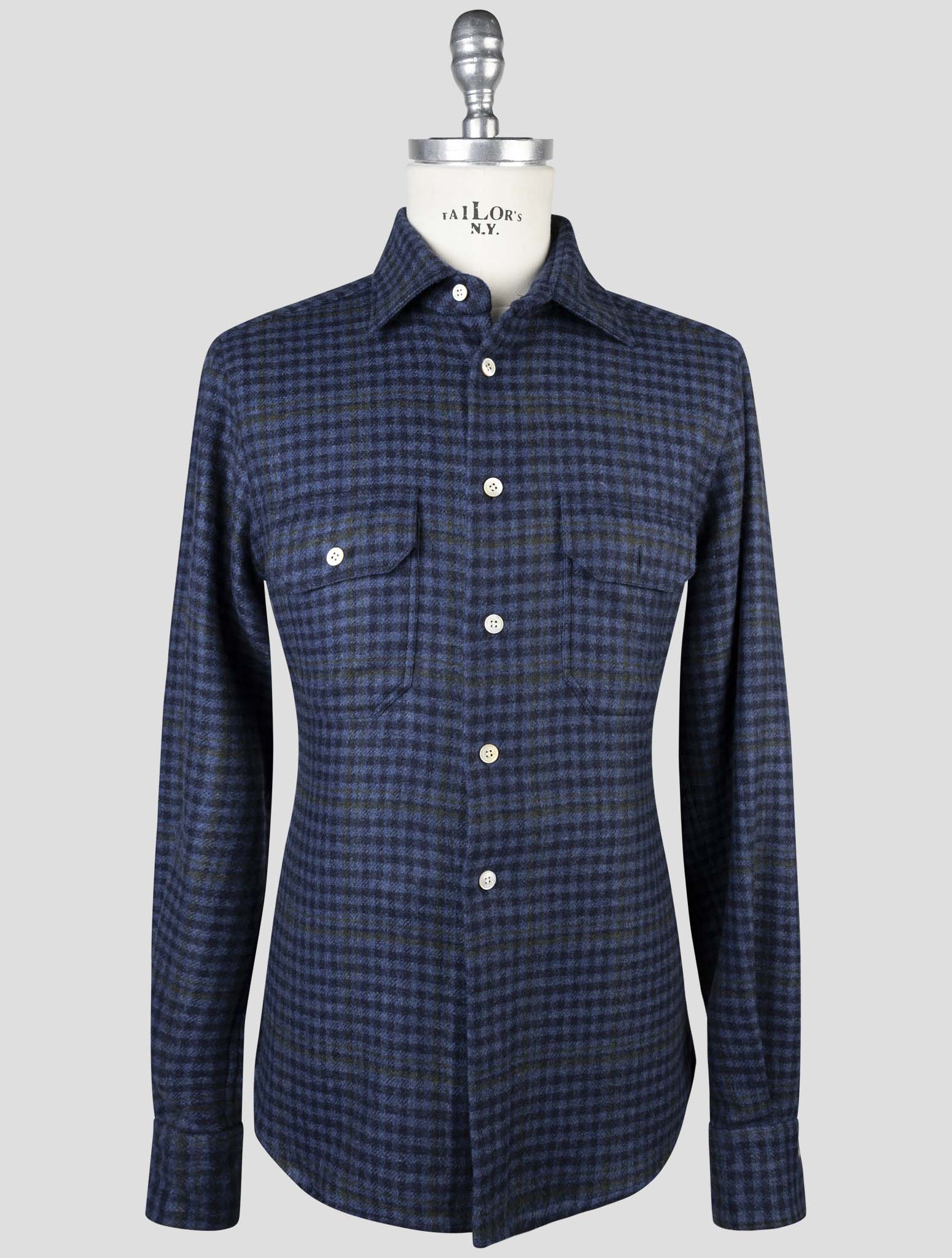 Kiton Blue Cashmere Vicuna Silk Shirt