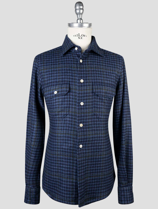 Kiton Blue Cashmere Vicuna Silk Shirt
