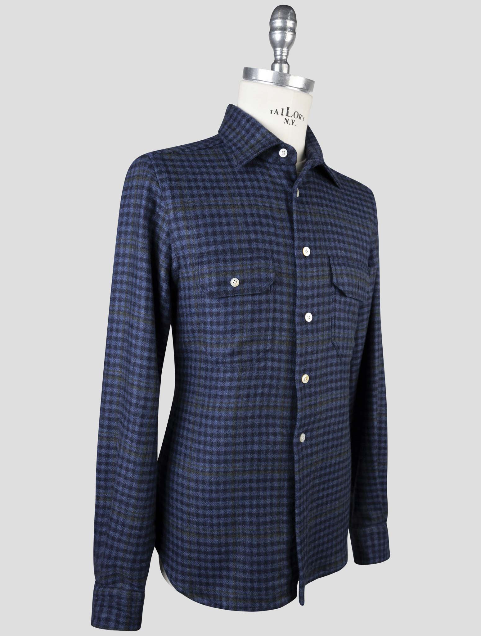 Kiton Blue Cashmere Vicuna Silk Shirt