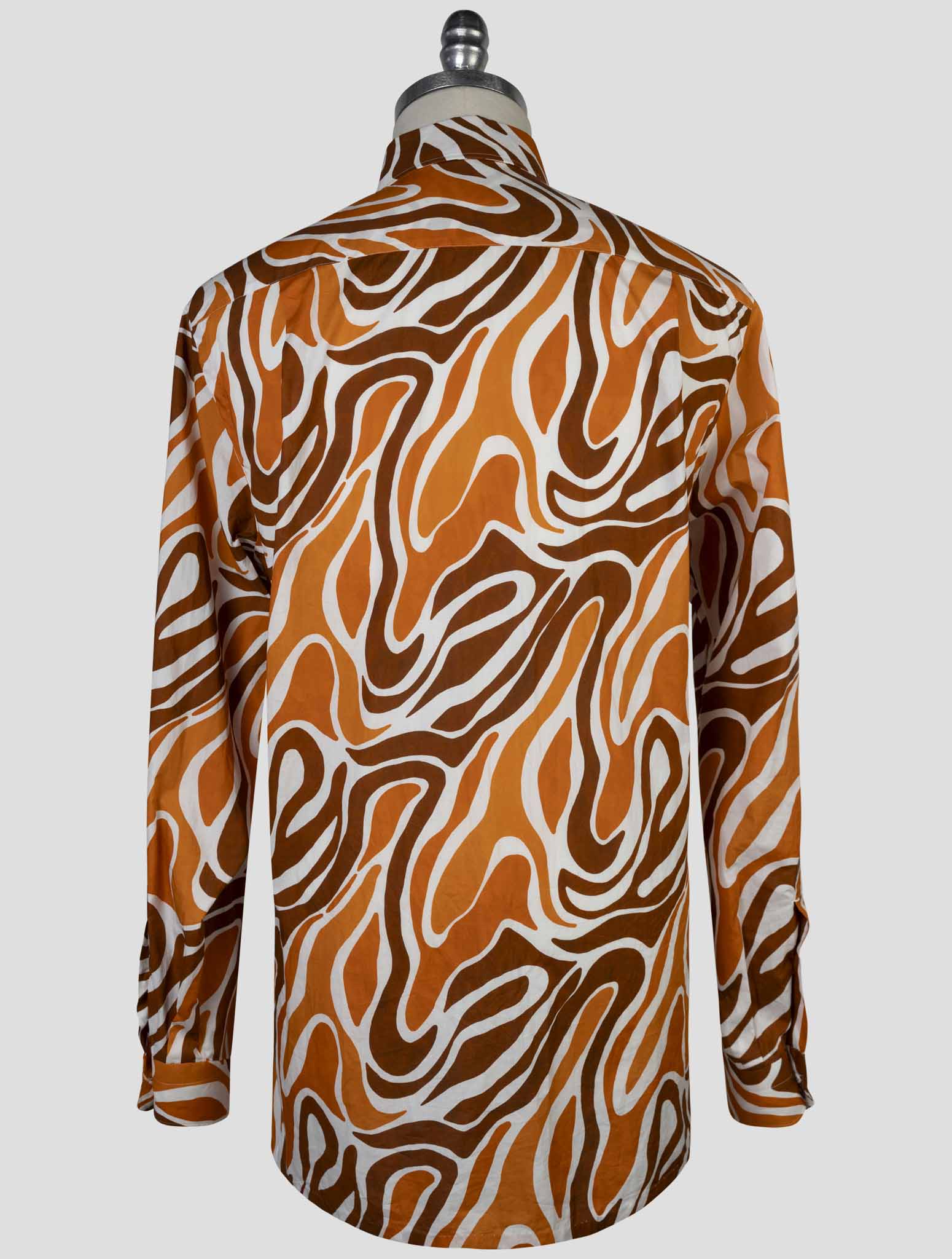 Kiton Brown Orange Cotton Shirt