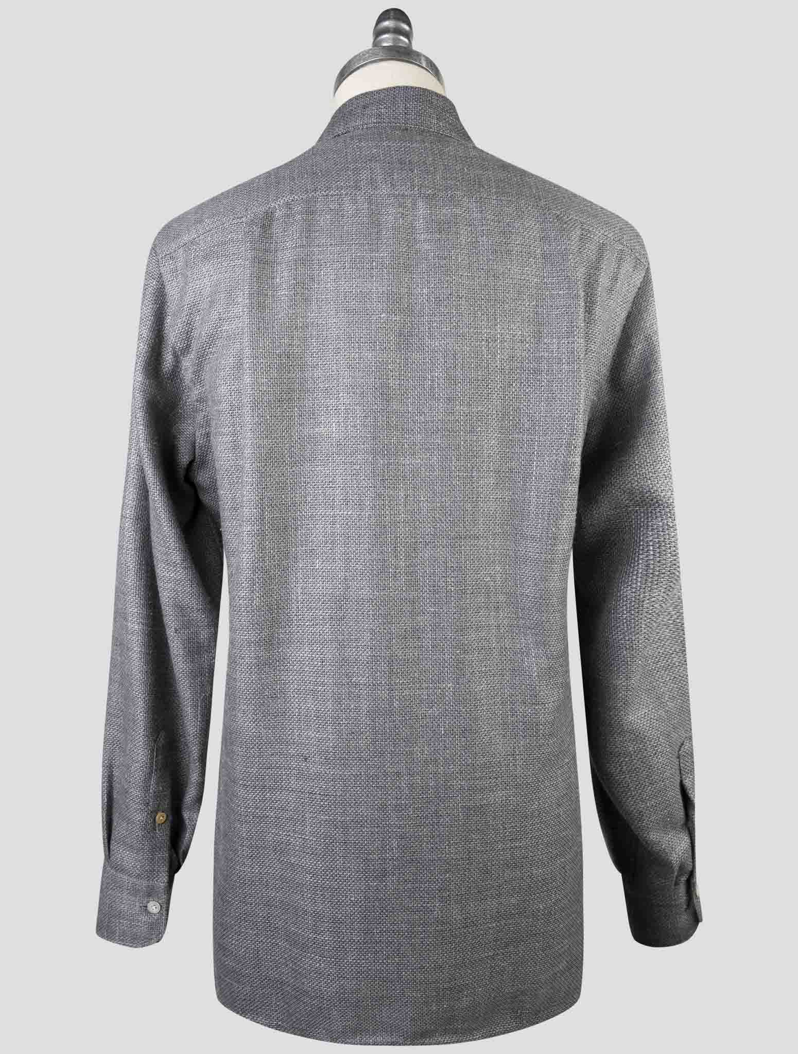 Kiton Gray Cashmere Virgin Wool Silk Linen Shirt