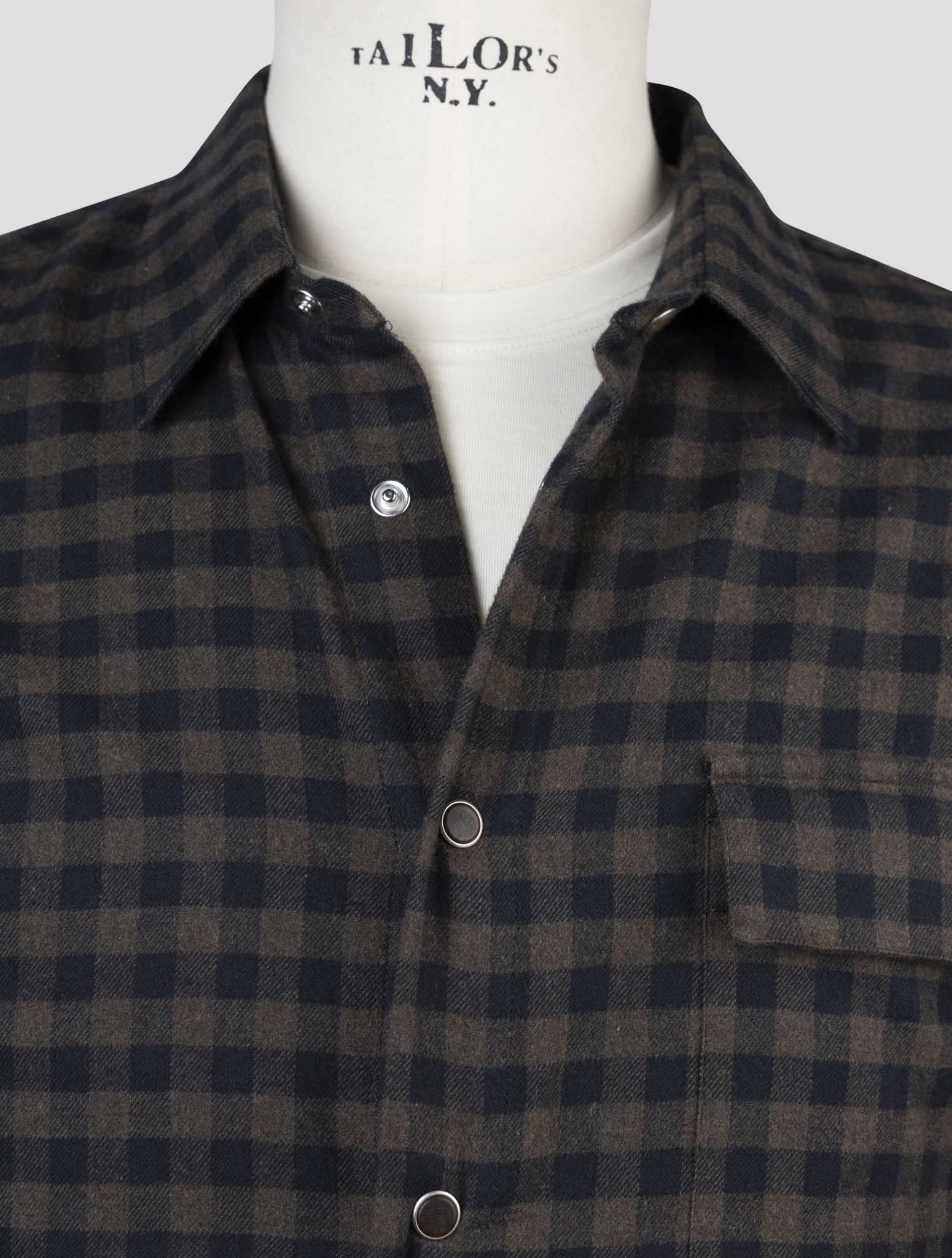 Kiton Blue Brown Cotton Shirt Buba