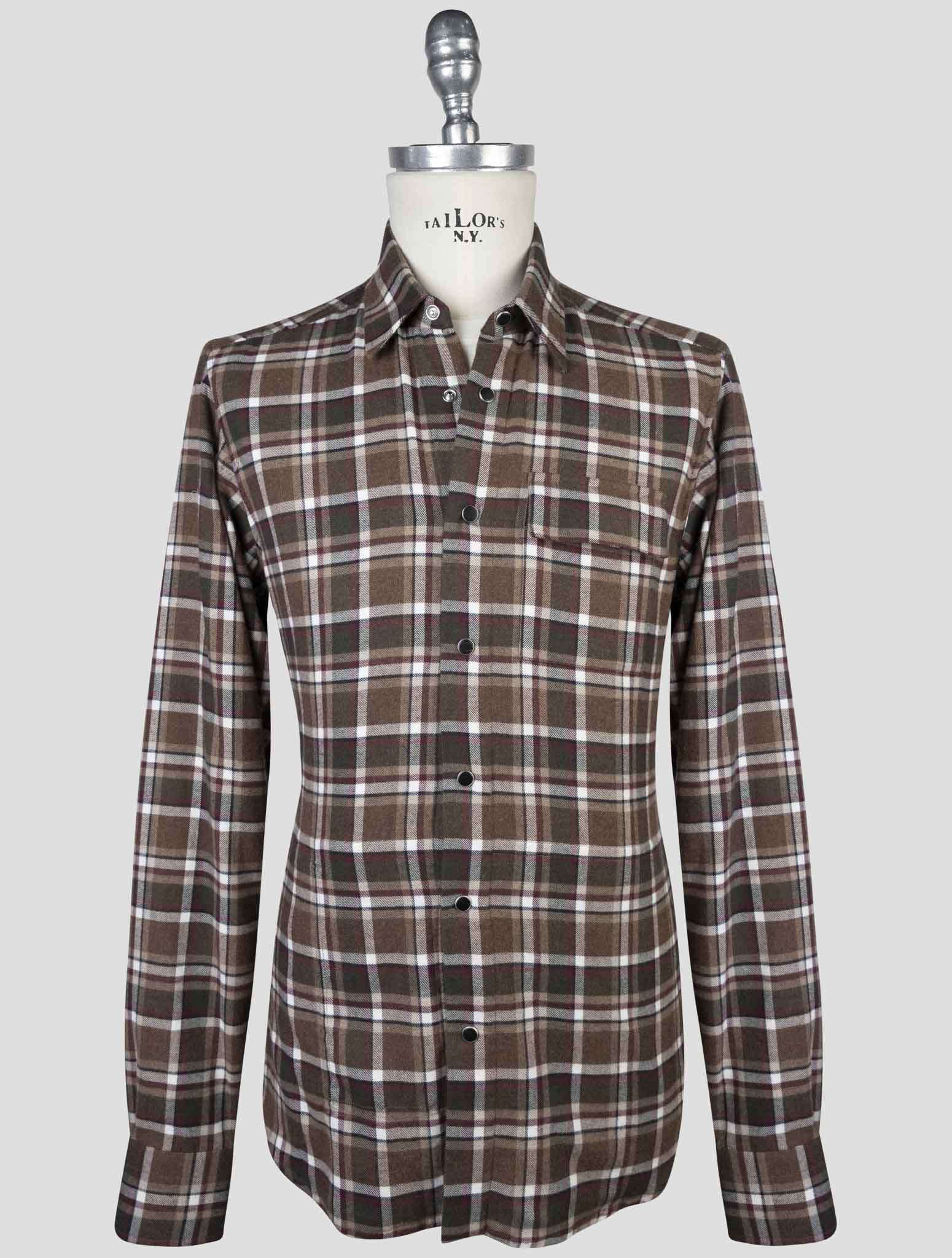 Kiton Brown Cotton Shirt Buba