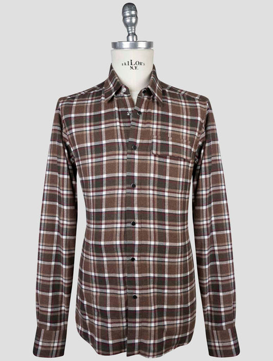 Kiton Brown Cotton Shirt Buba