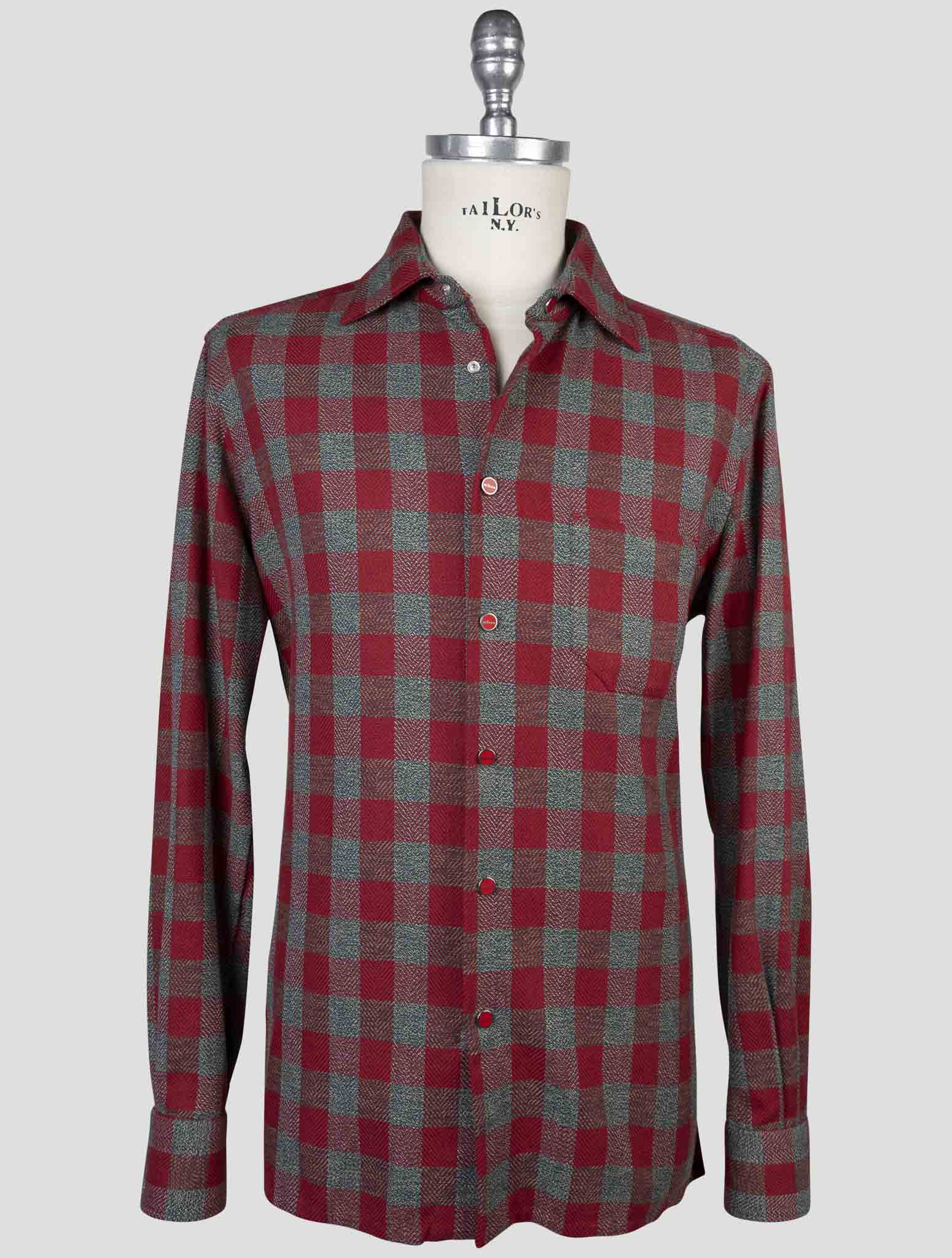 Kiton Gray Red Cotton Shirt