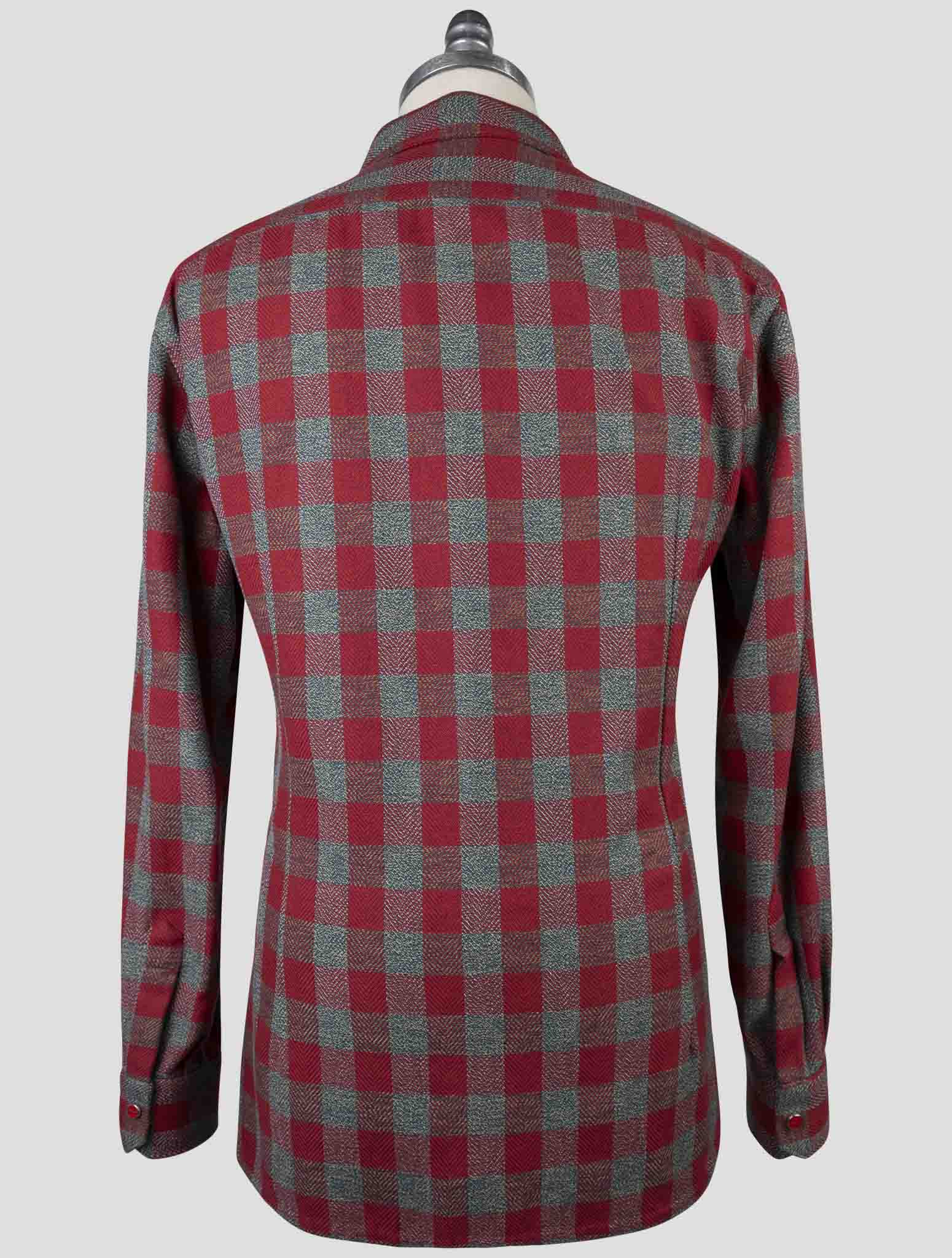 Kiton Gray Red Cotton Shirt