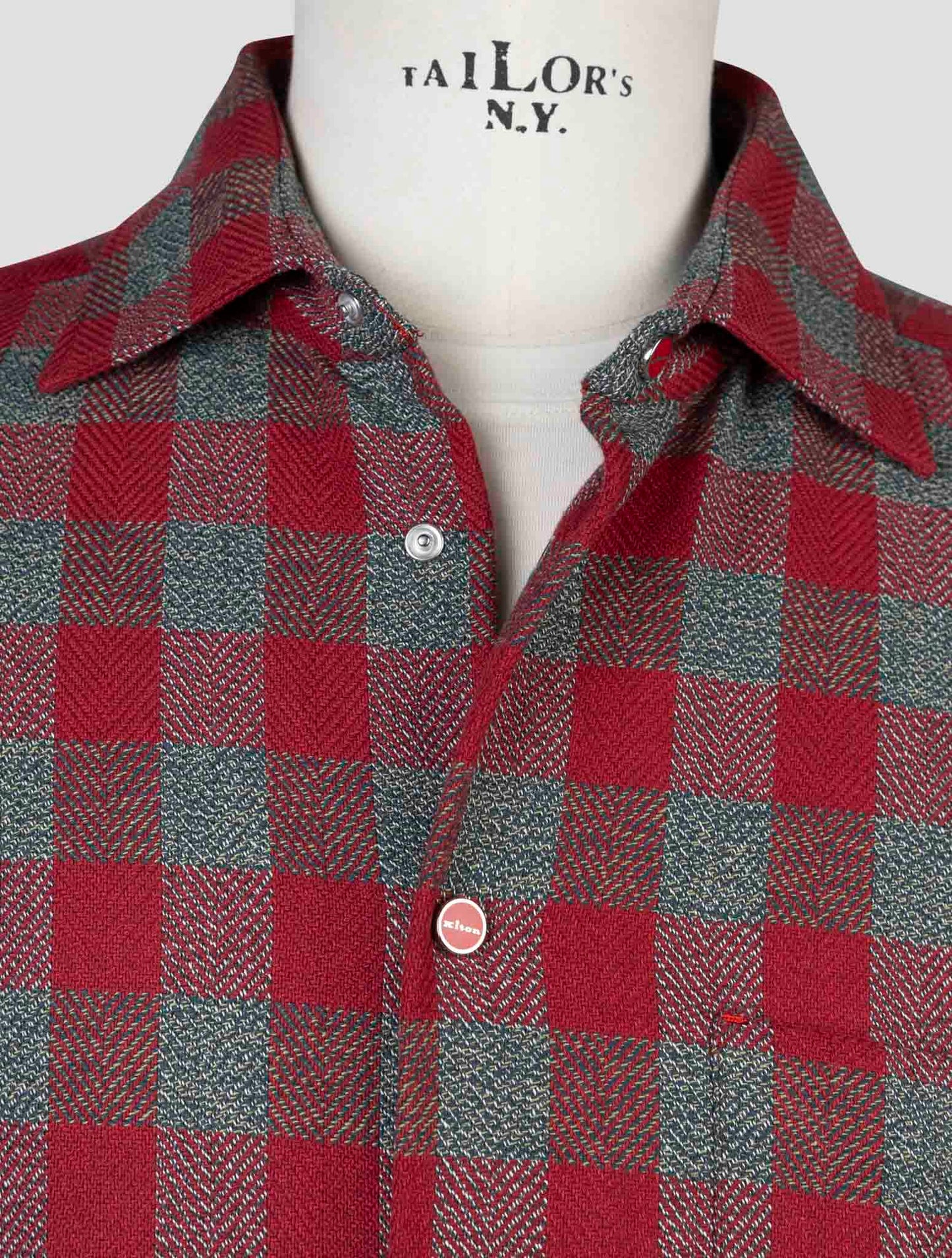 Kiton Gray Red Cotton Shirt