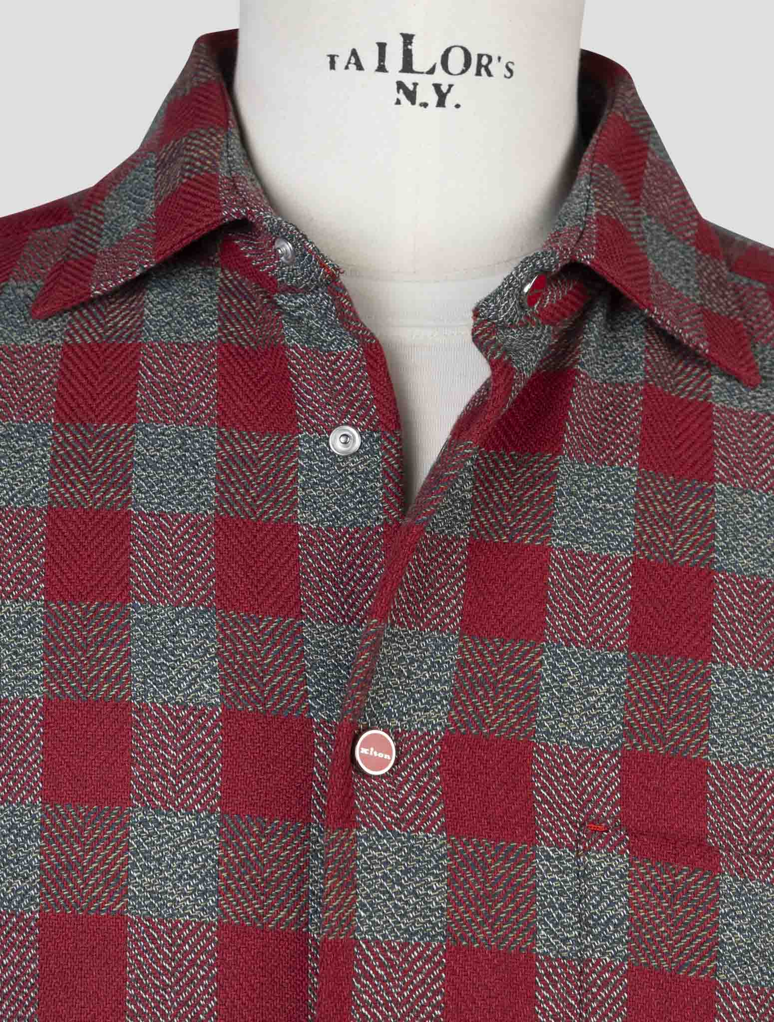 Kiton Gray Red Cotton Shirt