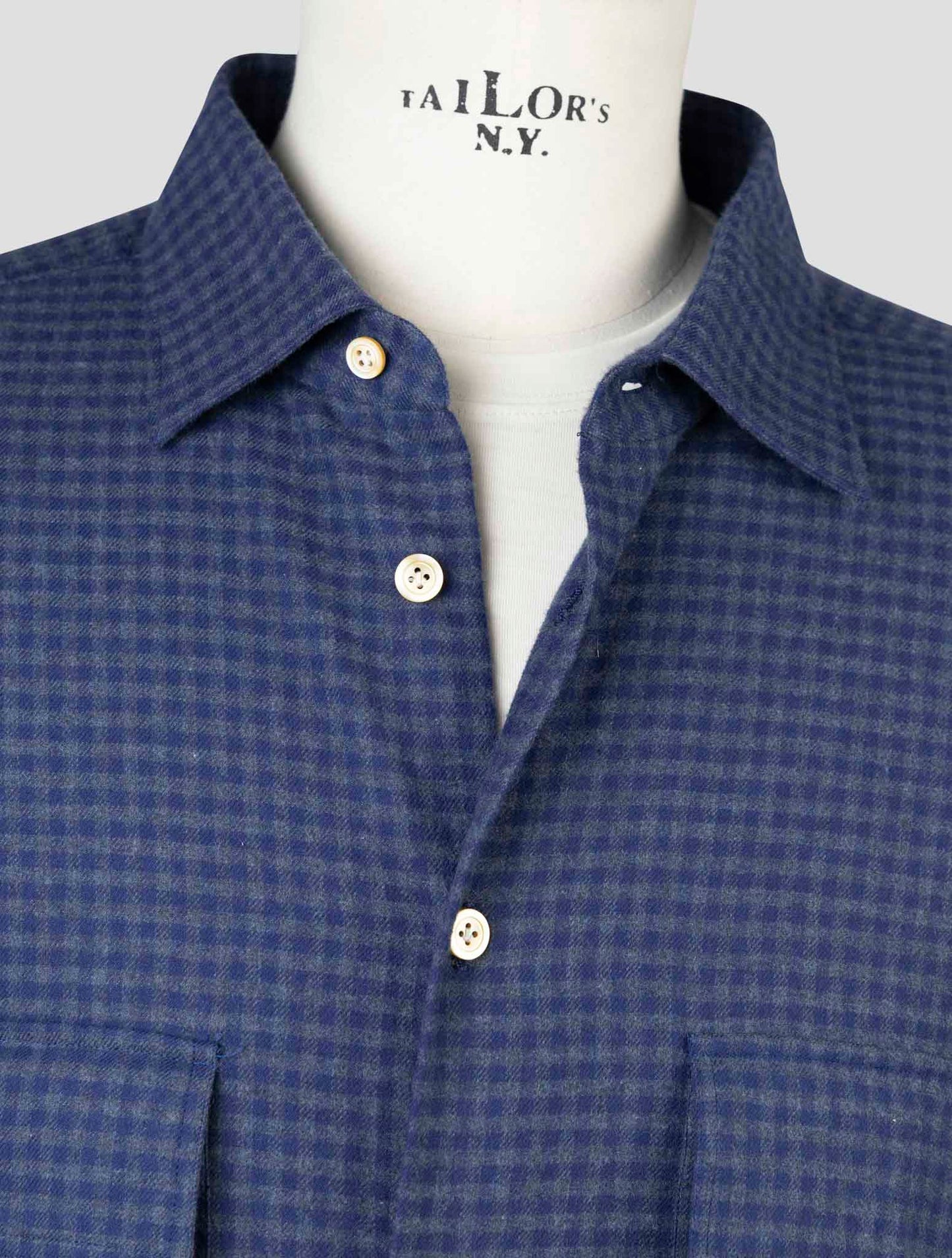 Kiton Gray Blue Cotton Shirt