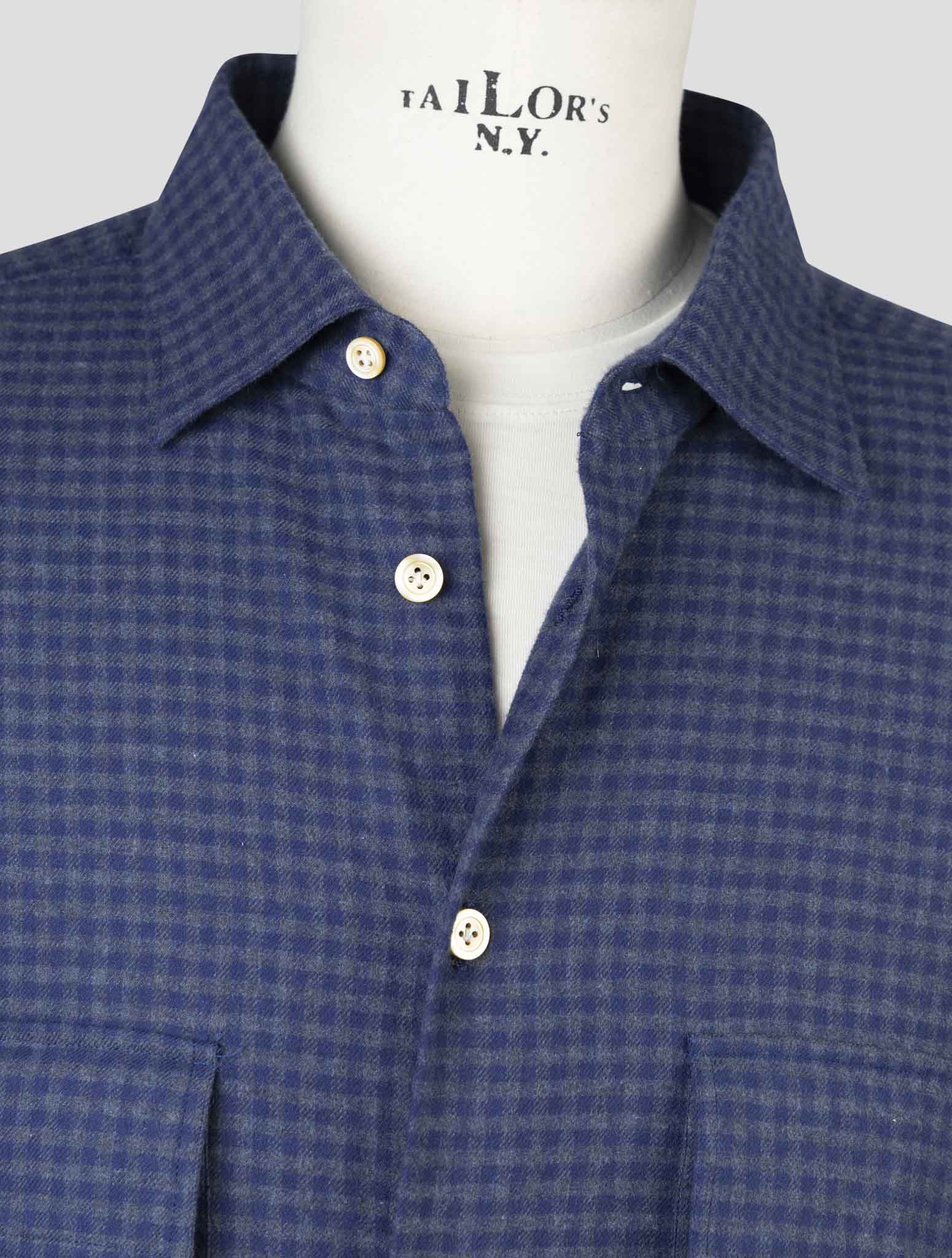 Kiton Gray Blue Cotton Shirt