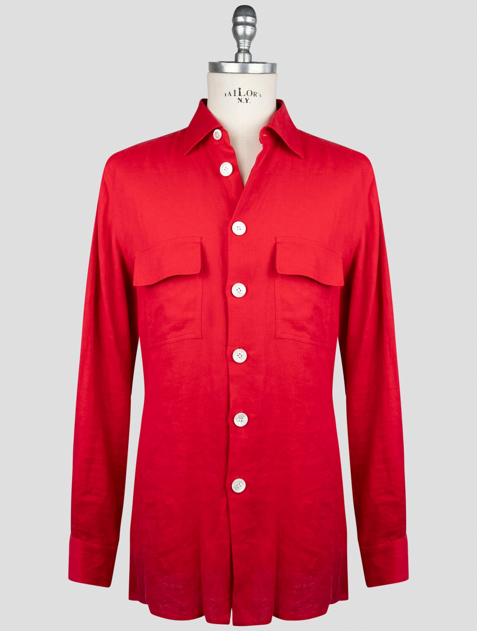 Kiton Red Linen Shirt
