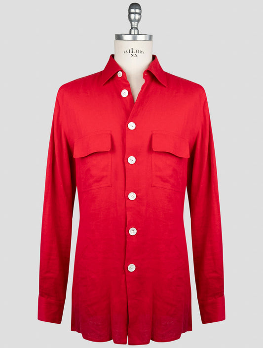 Kiton Red Linen Shirt