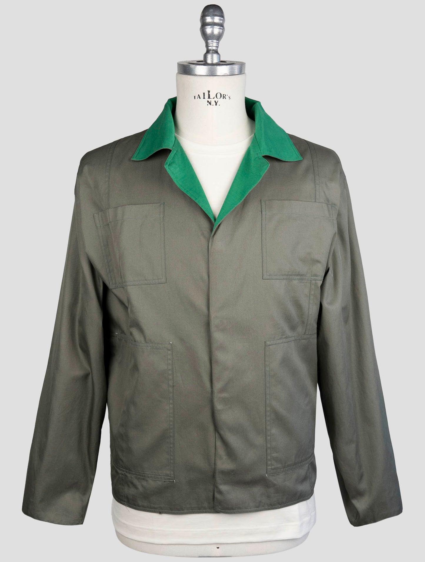 Kiton Green Cotton Reverse Coat