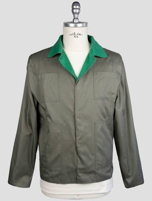 Kiton Green Cotton Reverse Coat