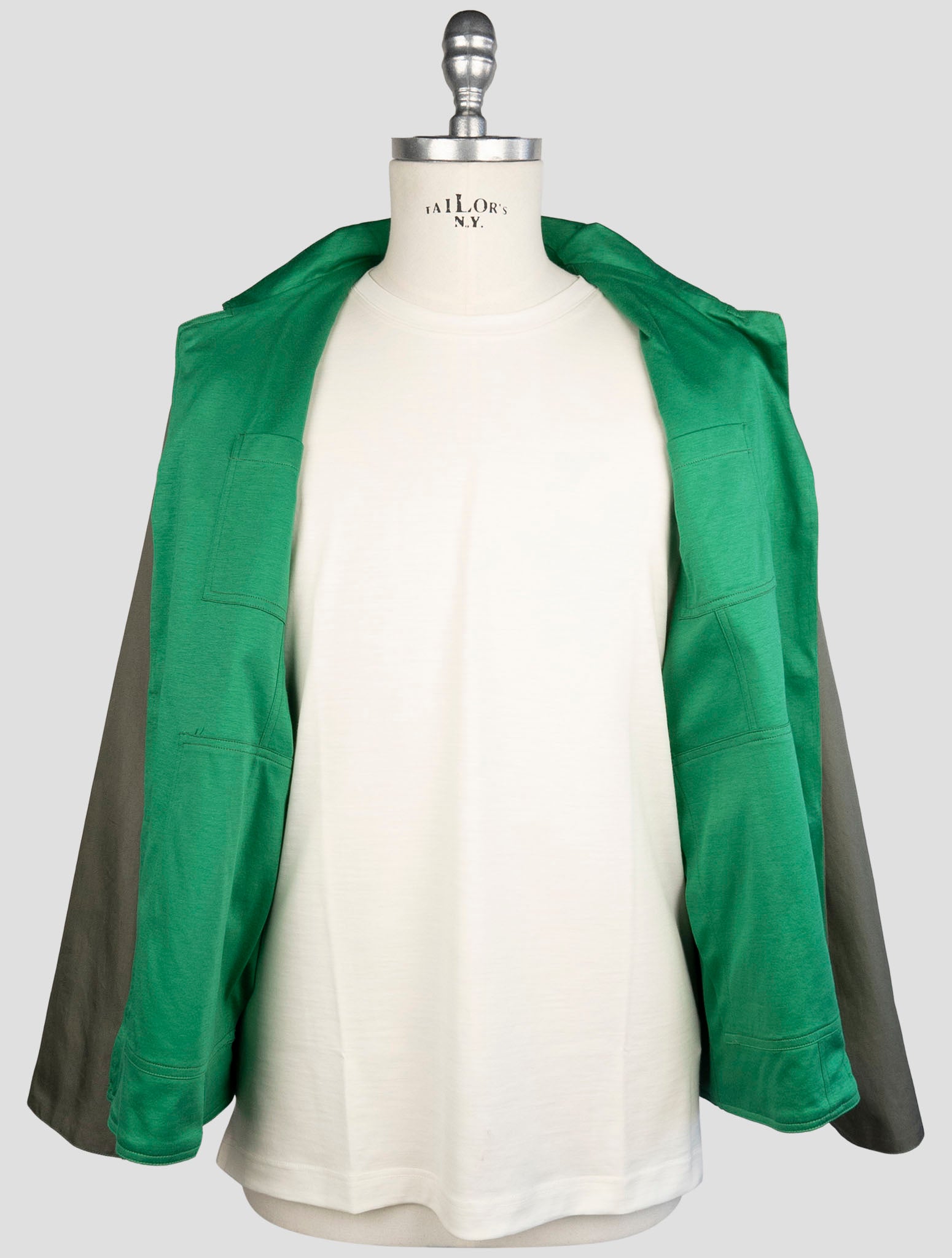 Kiton Green Cotton Reverse Coat