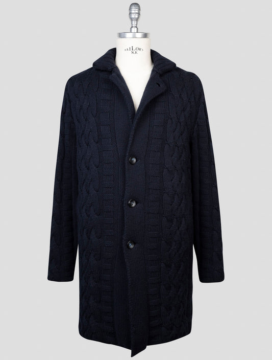 kiton Blue Cashmere Mink Fur Overcoat