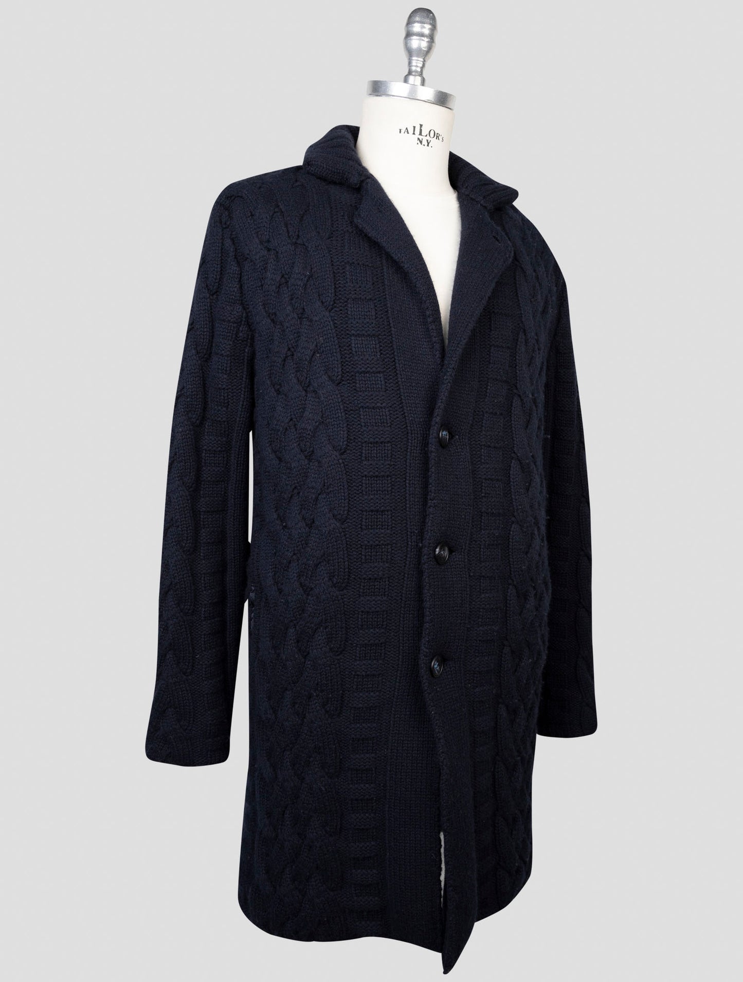 kiton Blue Cashmere Mink Fur Overcoat