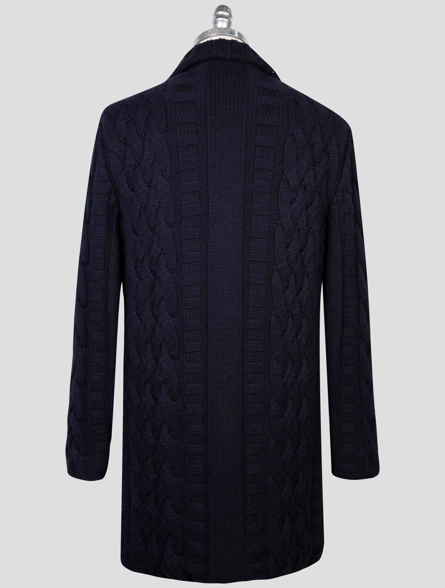 kiton Blue Cashmere Mink Fur Overcoat